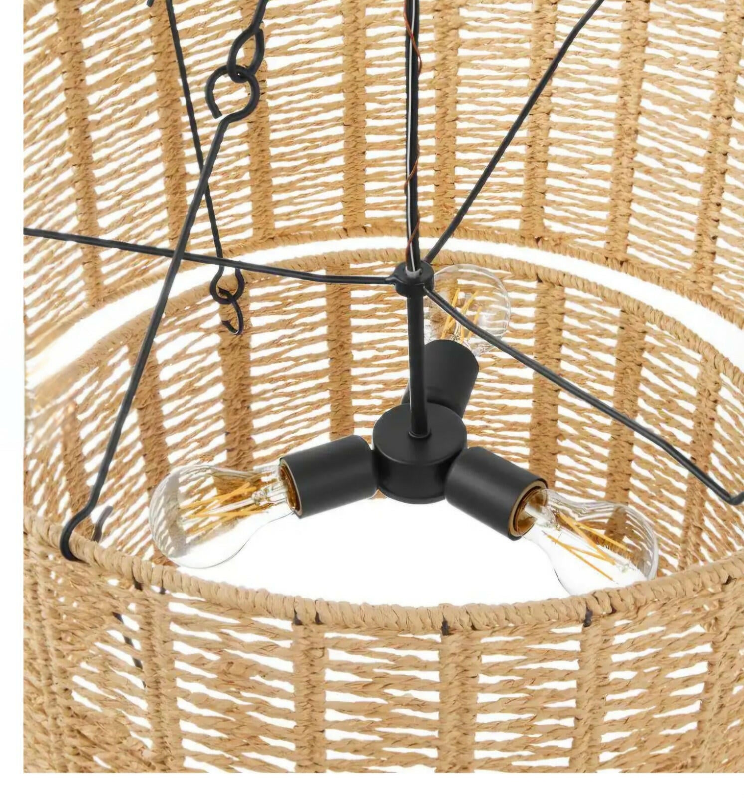 Hampton Bay Pendant 24.37"x24.37"x110.25" 3-Light Basket Hanging Weave Shade