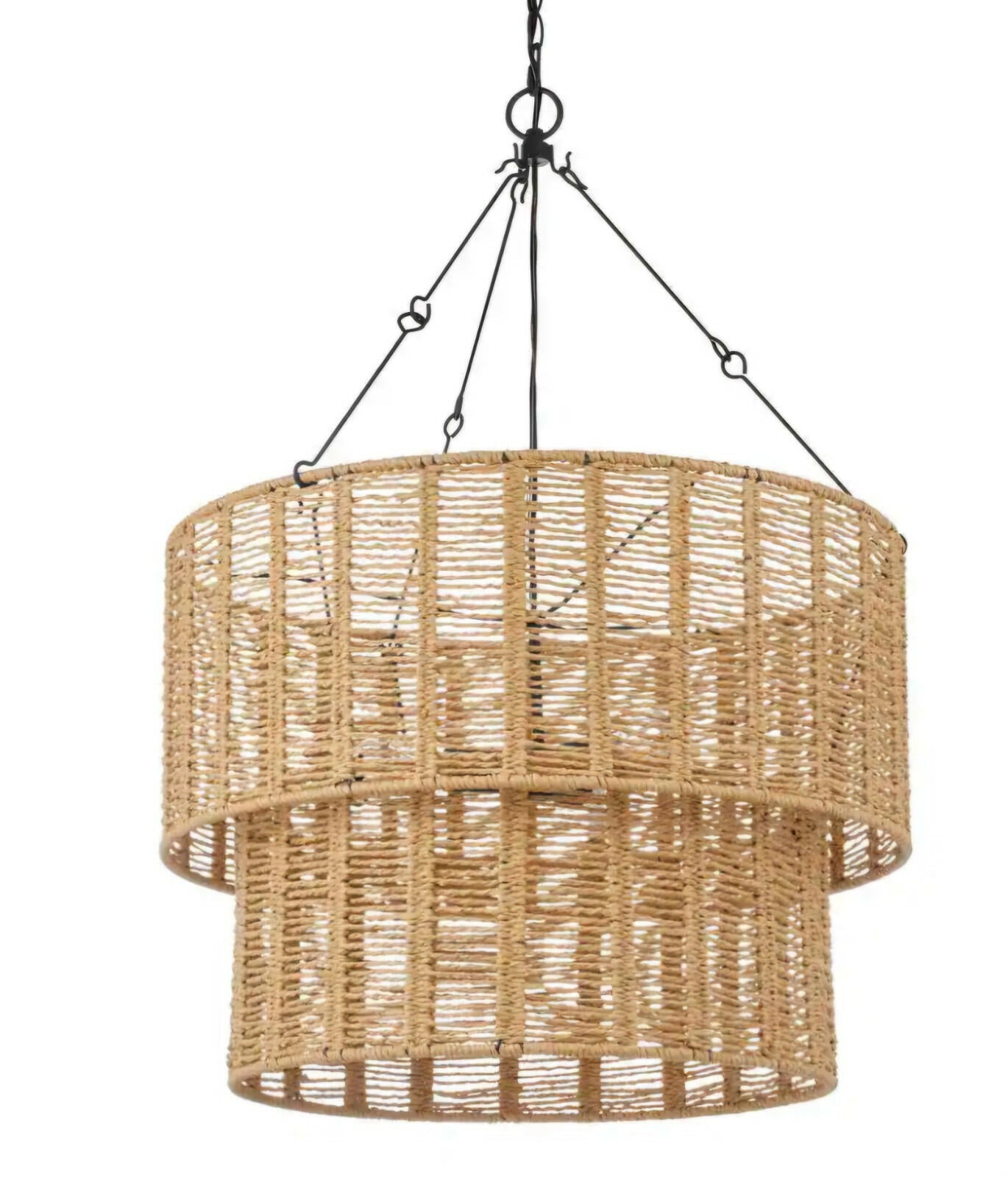 Hampton Bay Pendant 24.37"x24.37"x110.25" 3-Light Basket Hanging Weave Shade