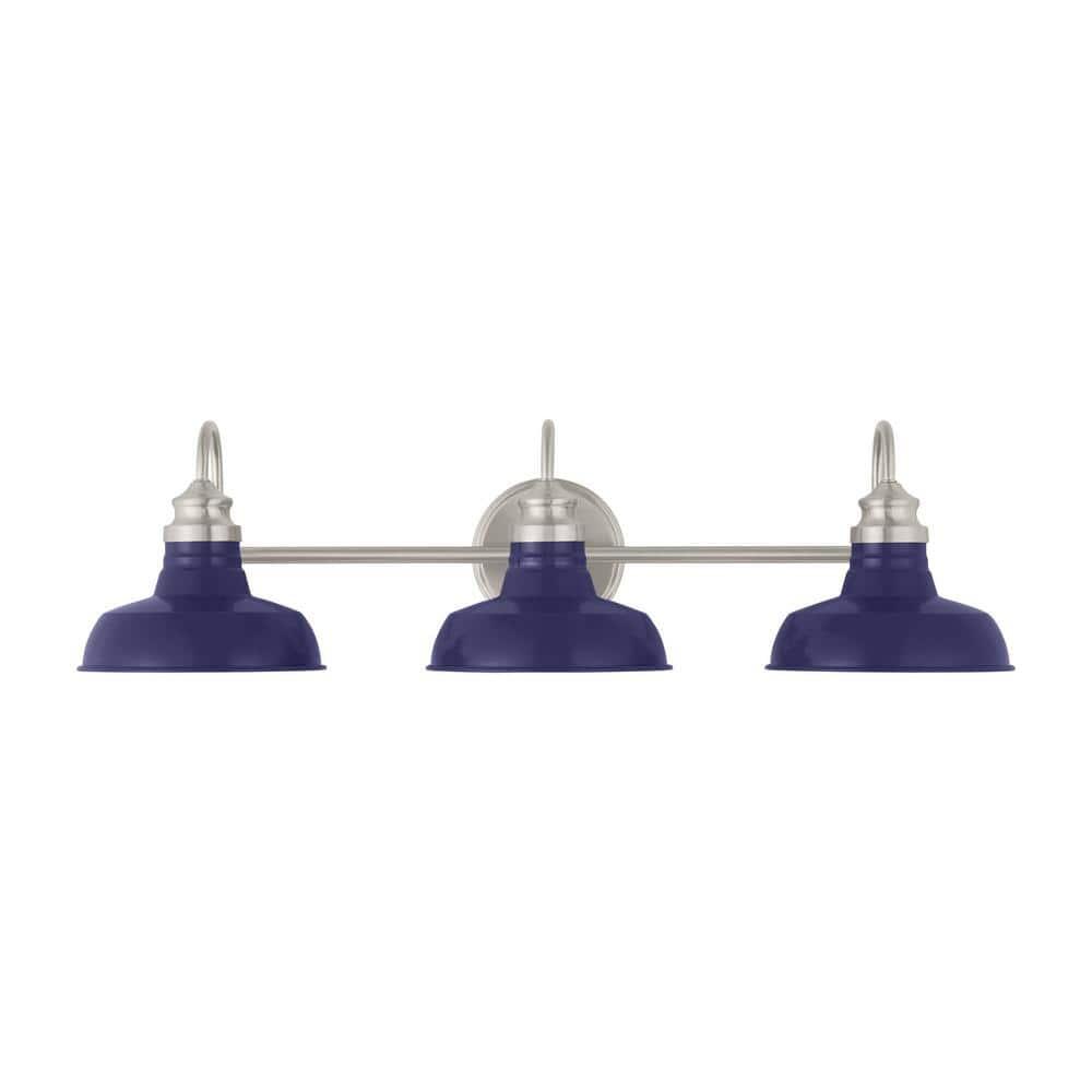 Hampton Bay 29 in. Elmcroft 3-Light Brushed Nickel Farmhouse Bathroom Vanity