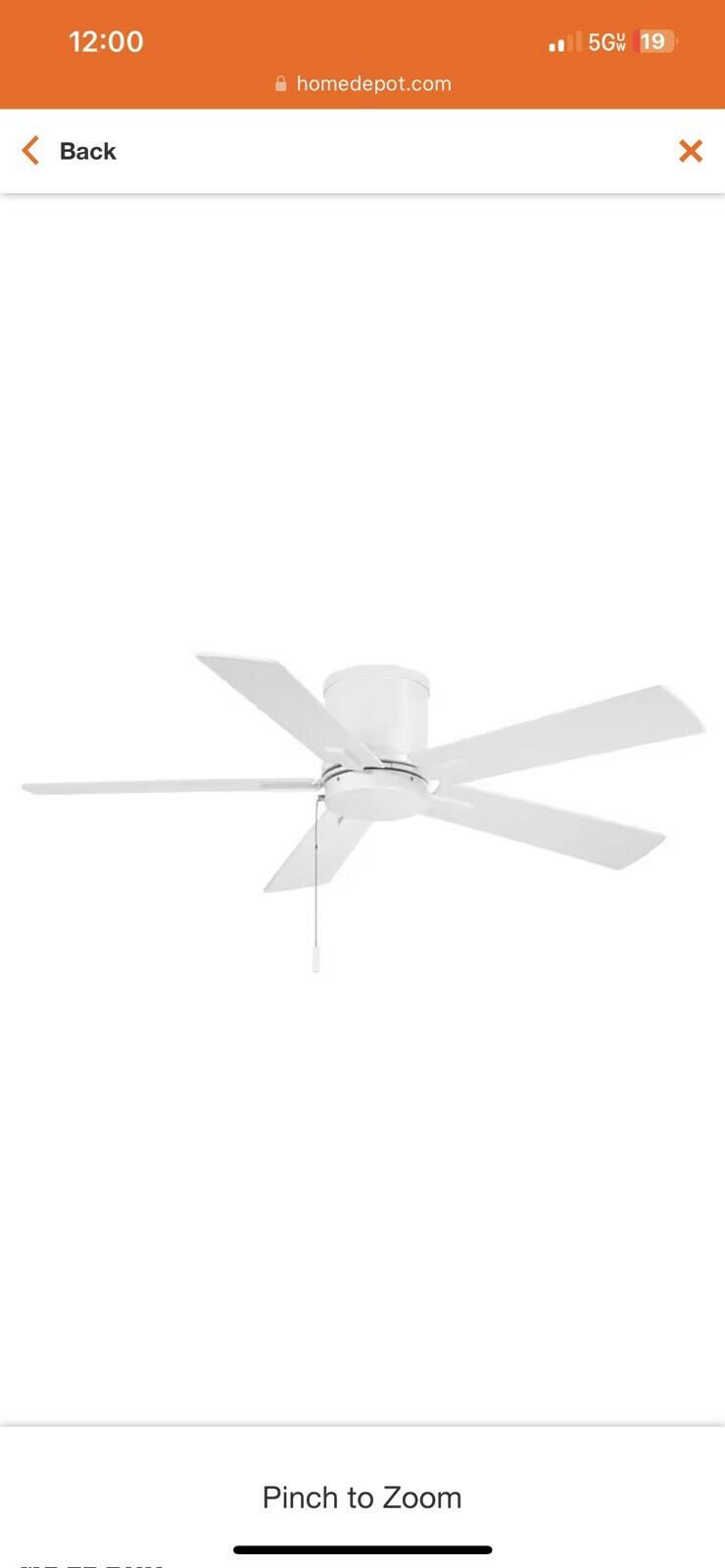 Hampton Bay Grantway 48 in. Indoor/Covered Outdoor Matte White Ceiling Fan New