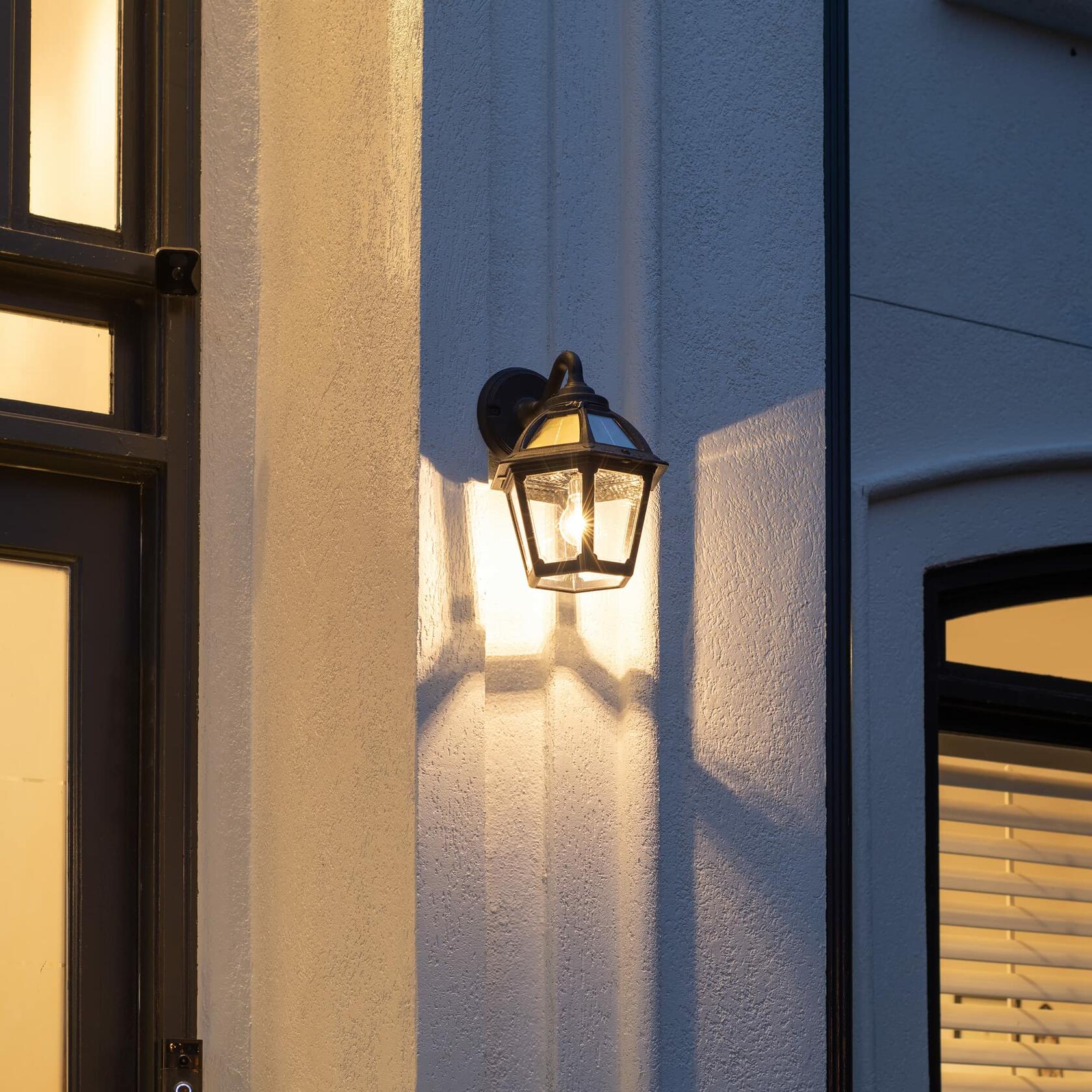 Gama Sonic Polaris Solar Wall Sconce Light, Outdoor Warm White LED Exterior