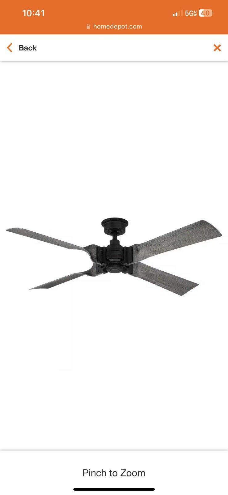 Hampton Bay Fortra 56 in. Matte Black Indoor Ceiling Fan with Remote Control