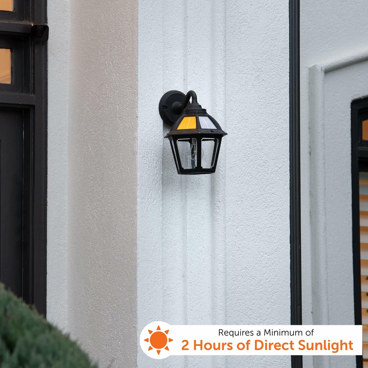 Gama Sonic Polaris Solar Wall Sconce Light, Outdoor Warm White LED Exterior