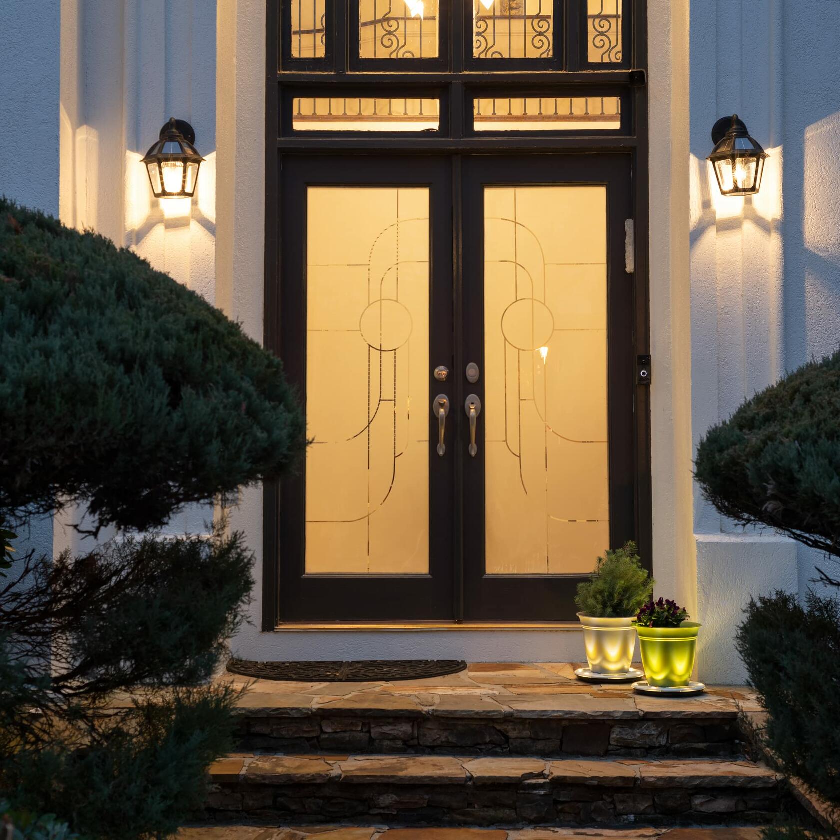 Gama Sonic Polaris Solar Wall Sconce Light, Outdoor Warm White LED Exterior
