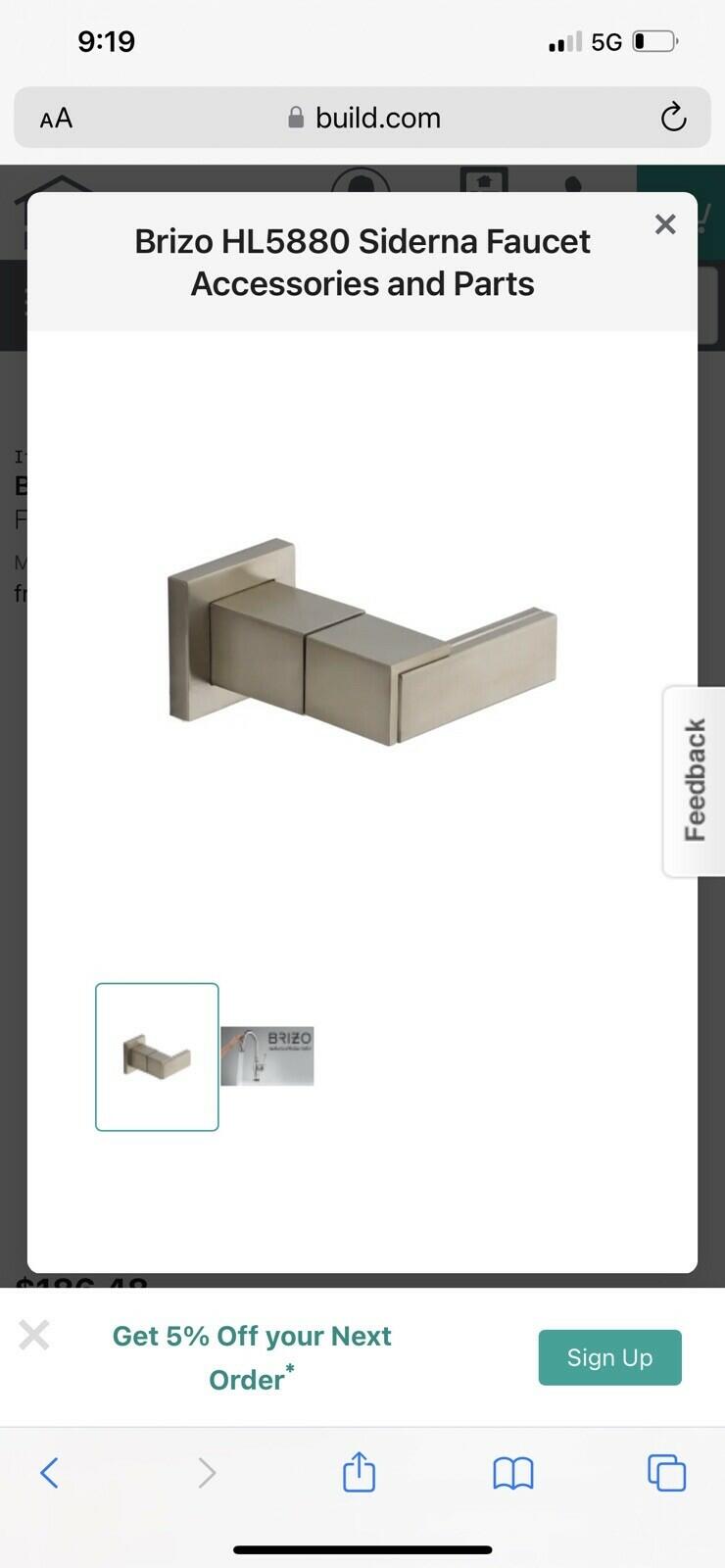 Brizo Handle Kit - For Use with Siderna Wall-Mount Bathroom Faucet R4