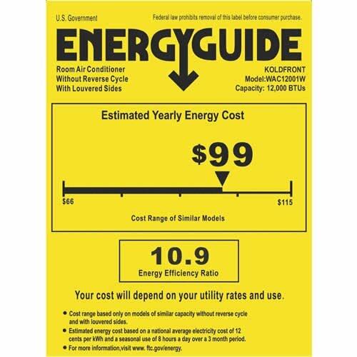 Koldfront WAC12001W 12,000 BTU 208/230V Heat/Cool Window Air Conditioner