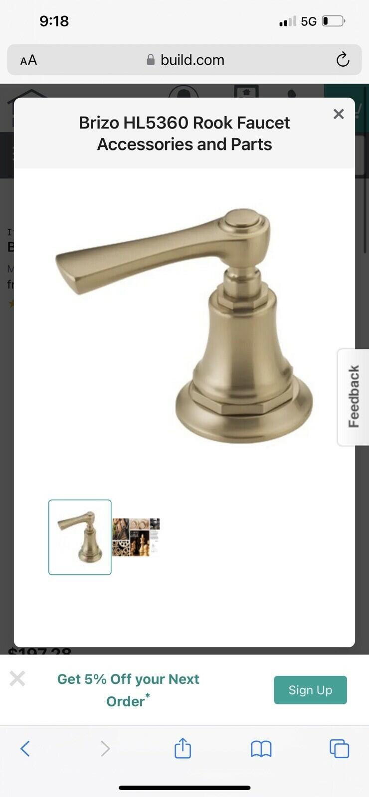 Brizo HL75P06-GL Kintsu Pressure Balance w/ Diverter Lever Handle kit , Gold