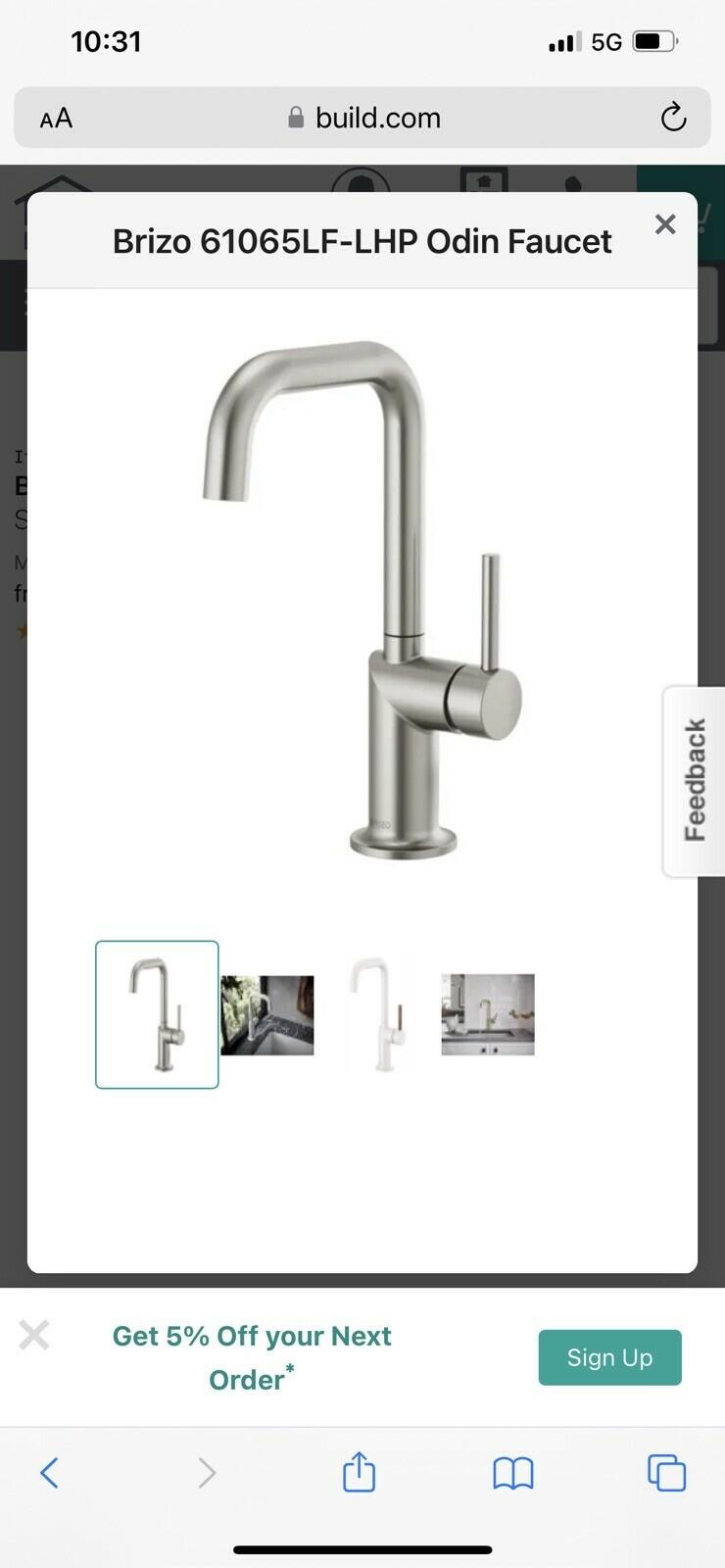 Brizo Odin 1.8 GPM Single Hole Bar Faucet with Square Spout - Less Handle