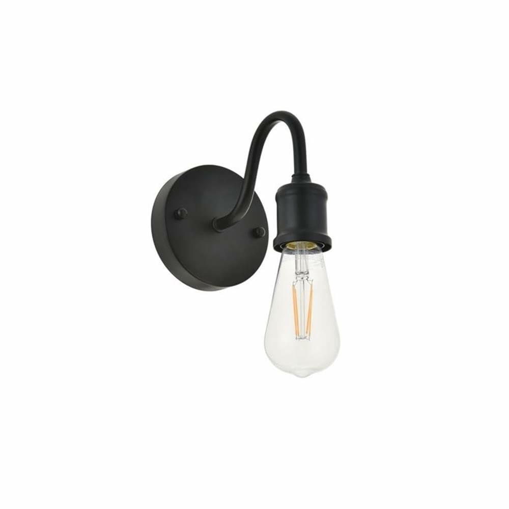 Living District Serif 1-Light Mid-Century Metal Wall Sconce in Black