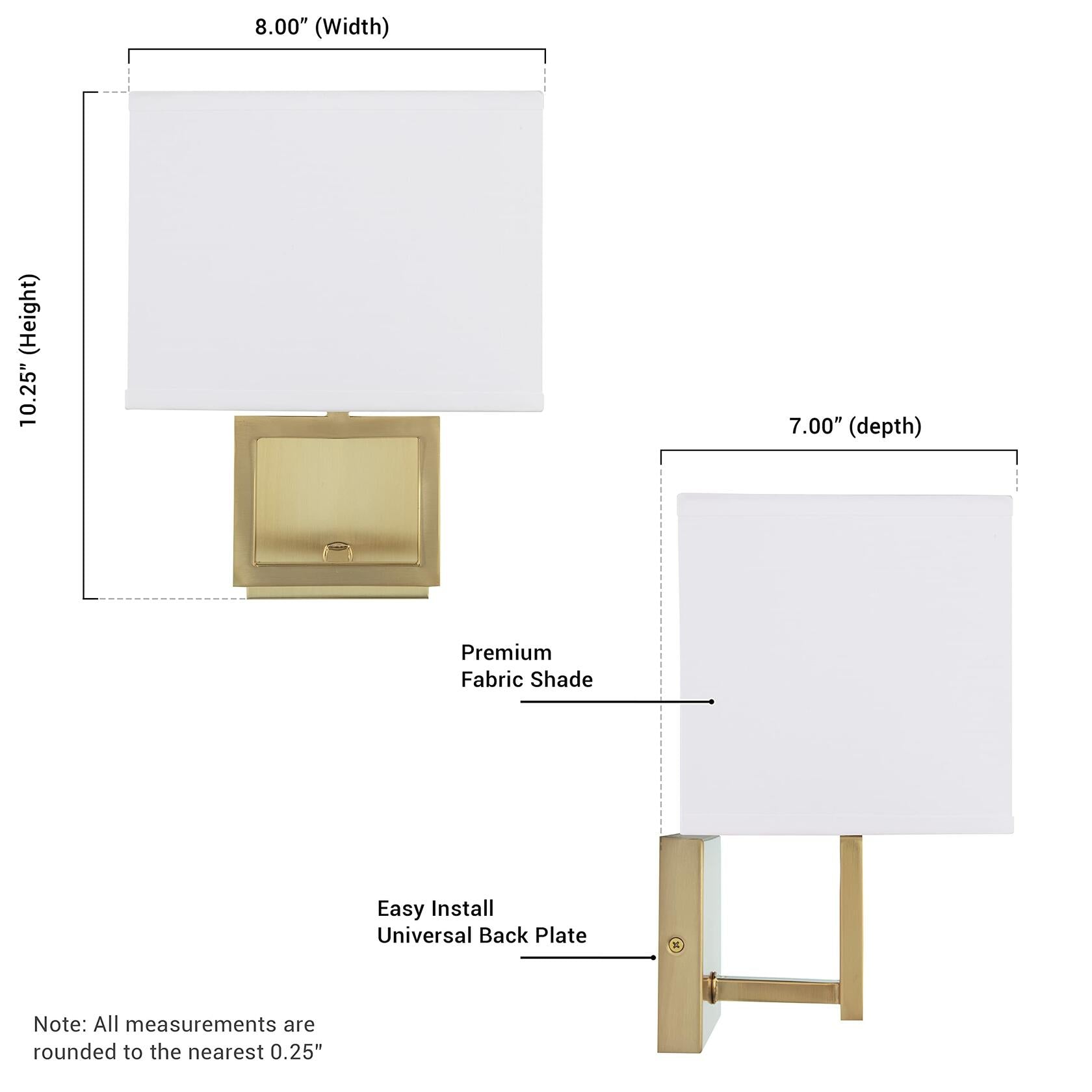 Brio Lighting Pressley Designer Wall Sconce with White Fabric Shade Available in
