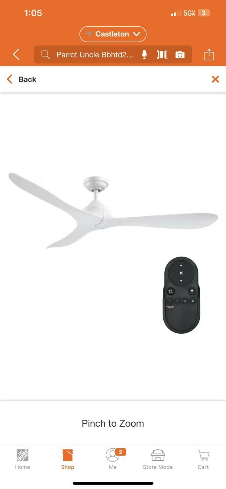 Parrot Uncle 56” Joachim Ceiling Fan Propeller White BBHTD20170J-WH
