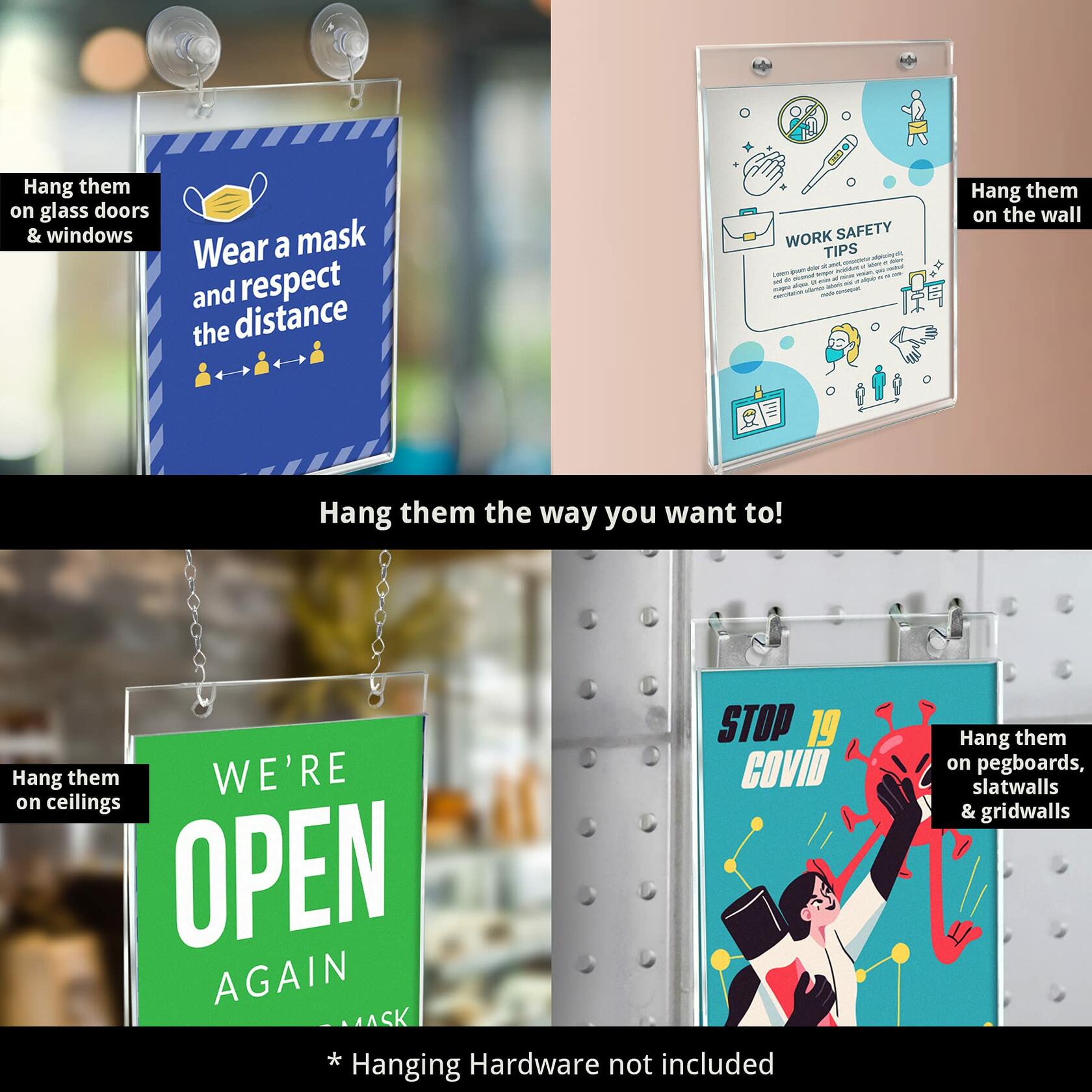 Azar Displays 162711 14-Inch Width by 11-Inch Height Wall U-Frame with Pre-Cut