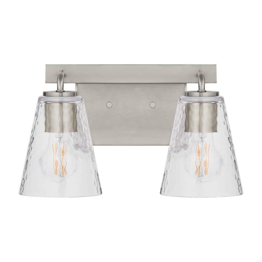 Home Decorators Westbrook 2-Light Brushed Nickel Modern Bathroom Vanity Light