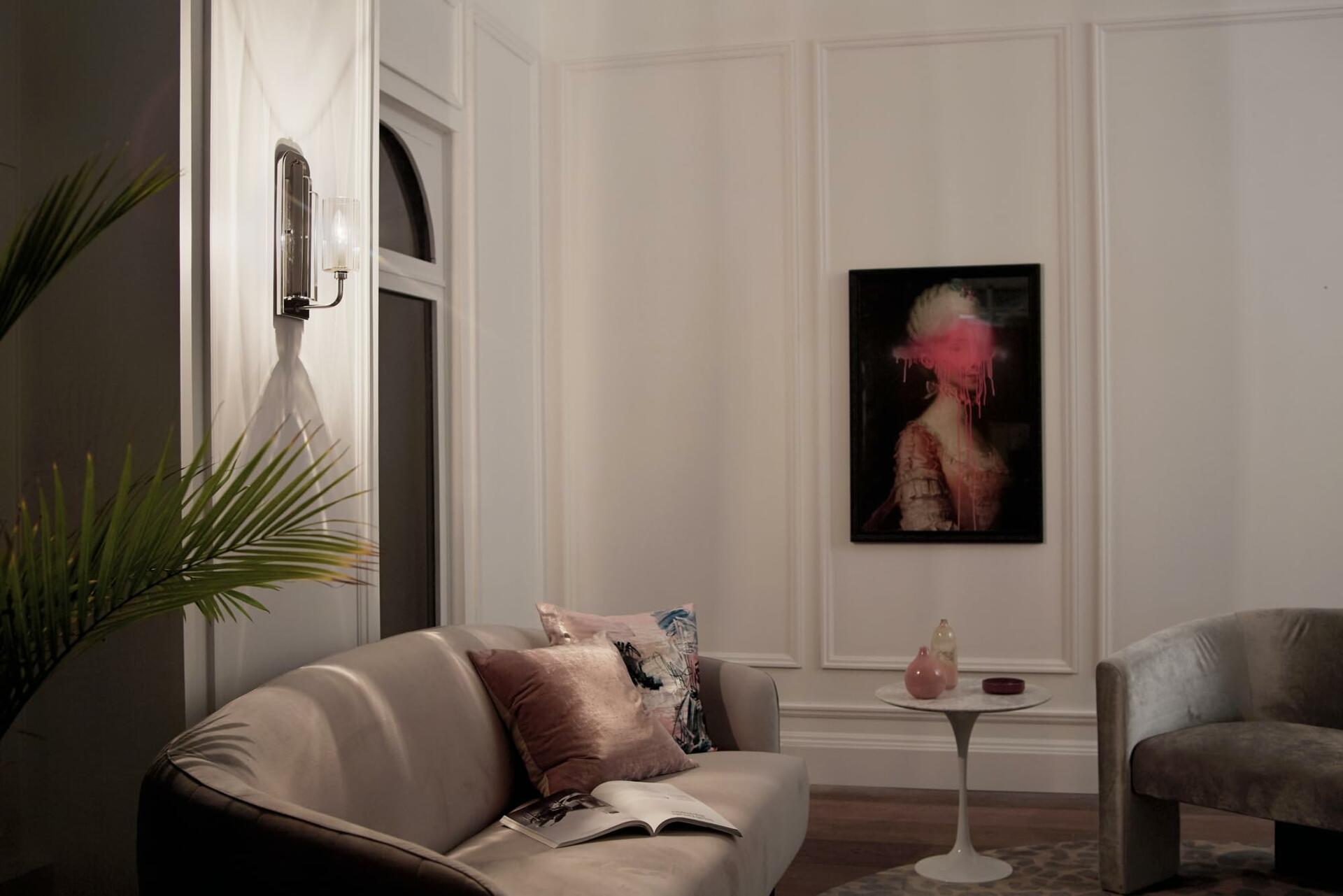 Kichler Kimrose™ 1 Light Wall Sconce with Clear Fluted Glass in Polished Nickel