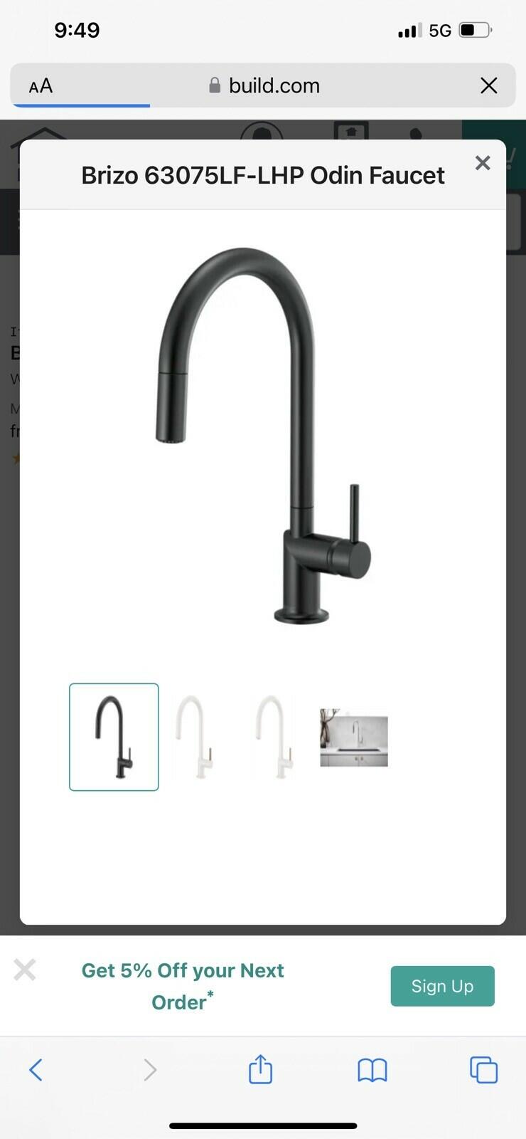 Brizo Odin 63075LF-LHP Kitchen Faucet - Black