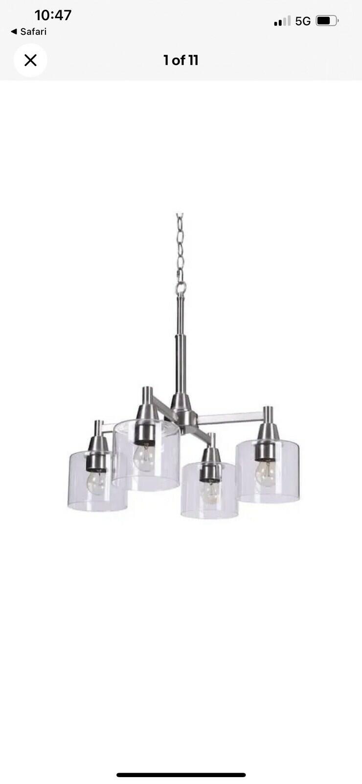 Hampton Bay HDP 12069BN Oron 4-Light Brushed Nickel Reversible Chandelier