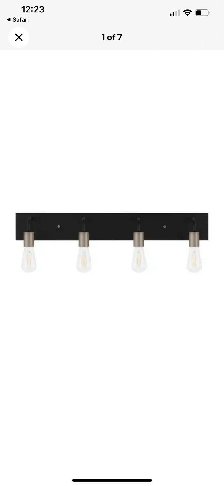 Hampton Bay Northvale 30 in 4-Light Matte Black Industrial Bathroom Vanity Light