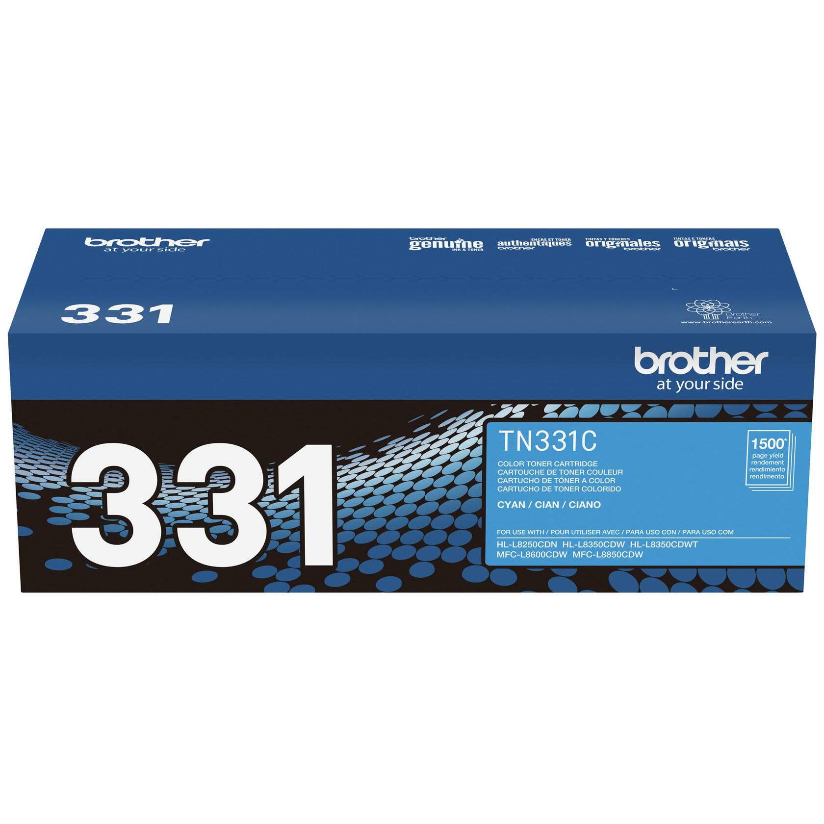 Brother TN-331C DCP-L8400 L8450 HL-L8250 L8350 MFC-L8600 L8650 L8850 Toner Cartridge (Cyan) in Retail Packaging.