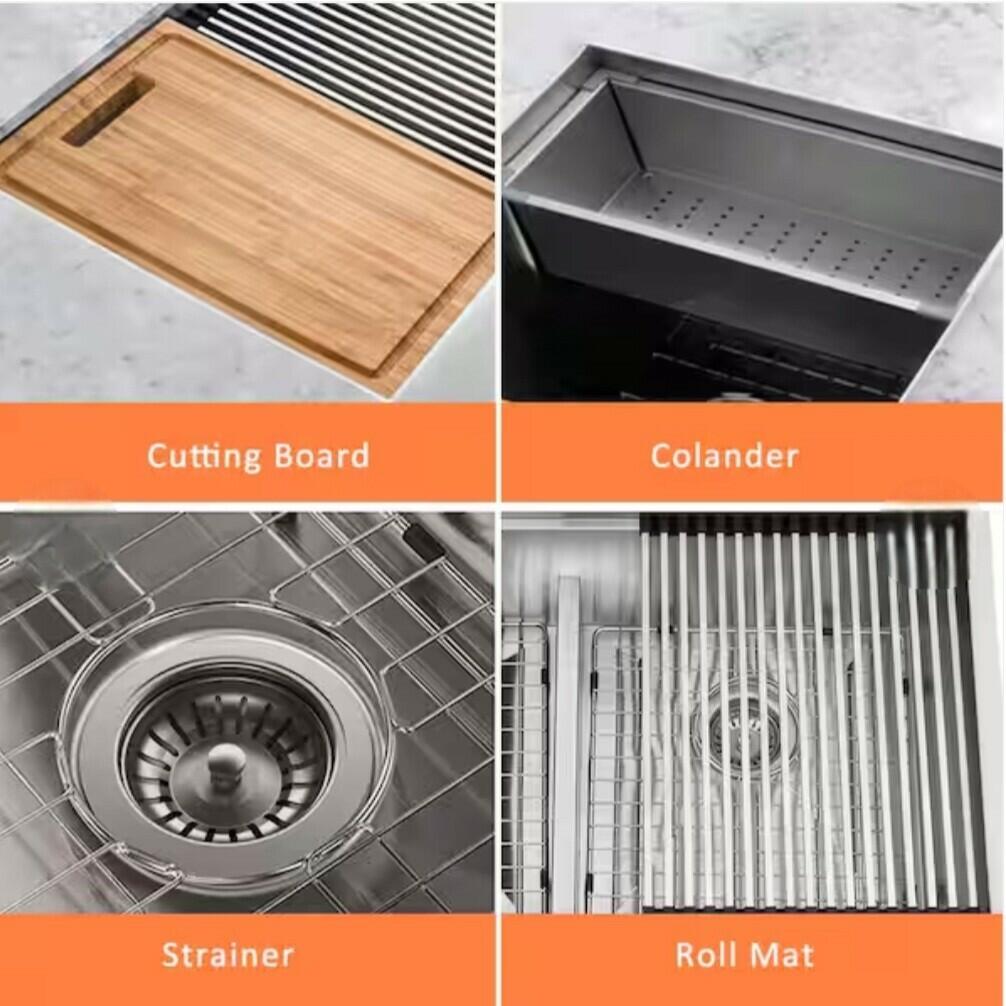 Glacier Bay 4311F 30" Apron-Front Farmhouse Single Bowl Workstation Sink -...