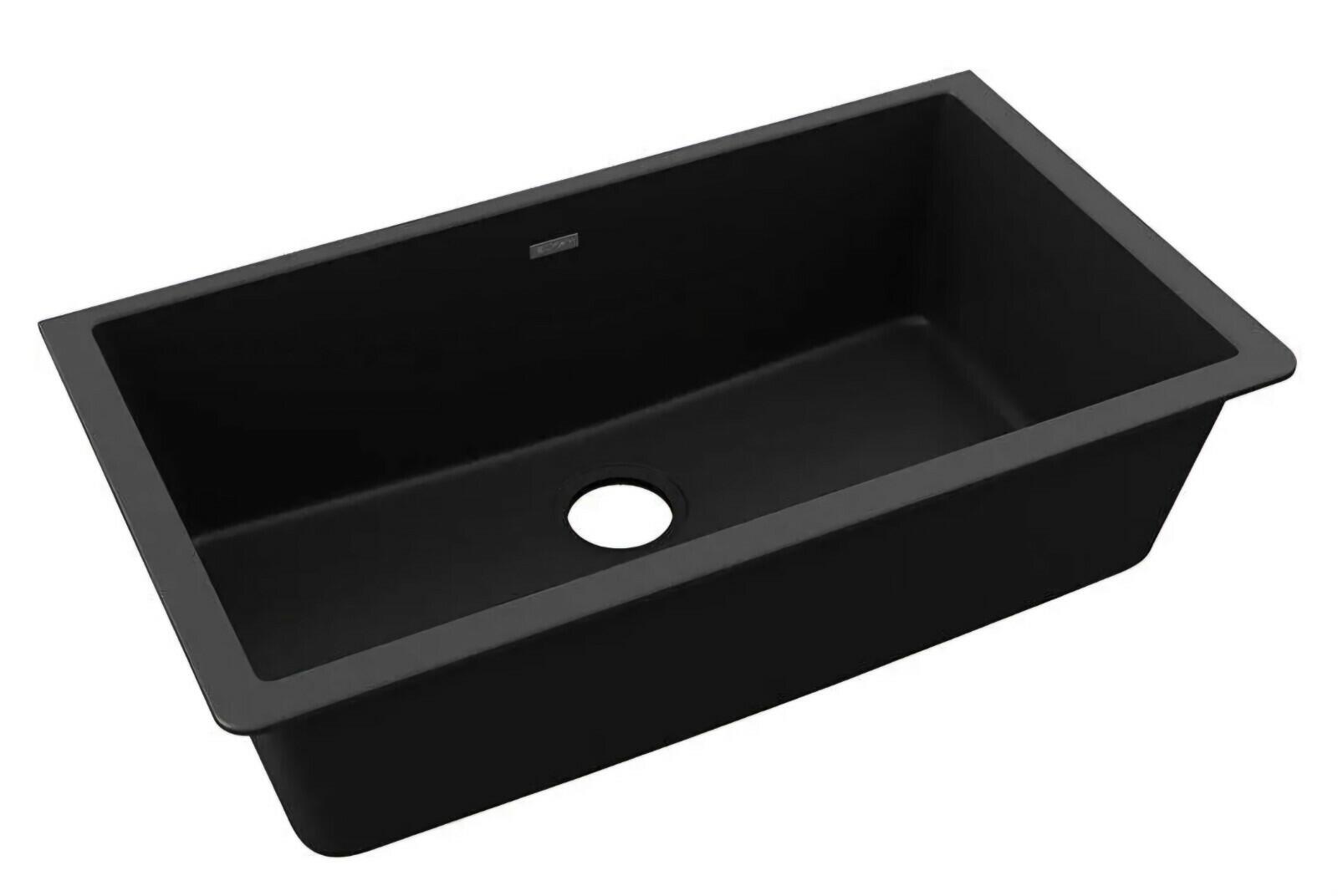 Elkay Drop-in Kitchen Sink Only 33" Quartz Single Bowl Rectangular Black Finish