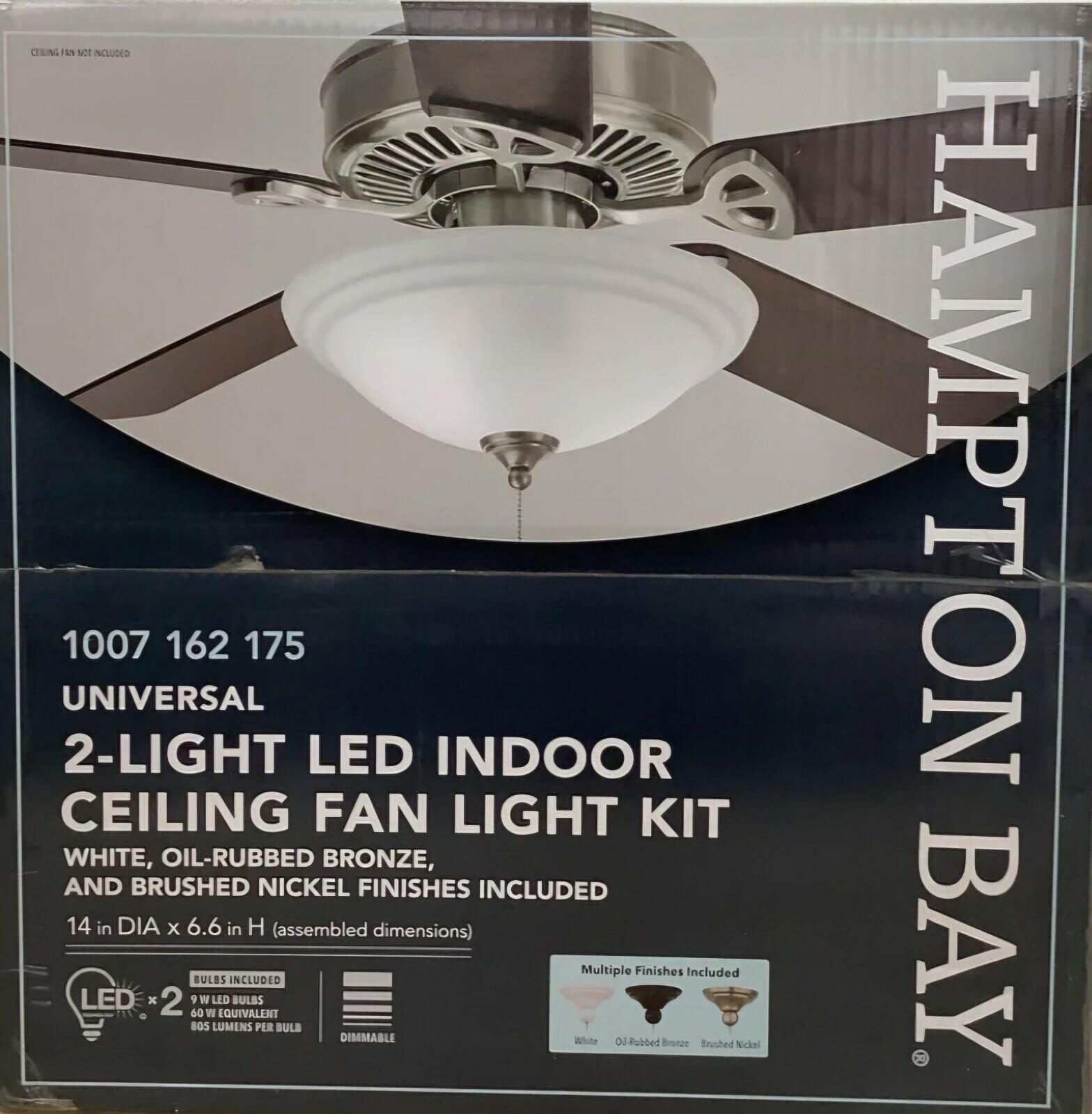 Hampton bay 91601 2-Light White Glass Bowl Ceiling Fan LED Light Kit