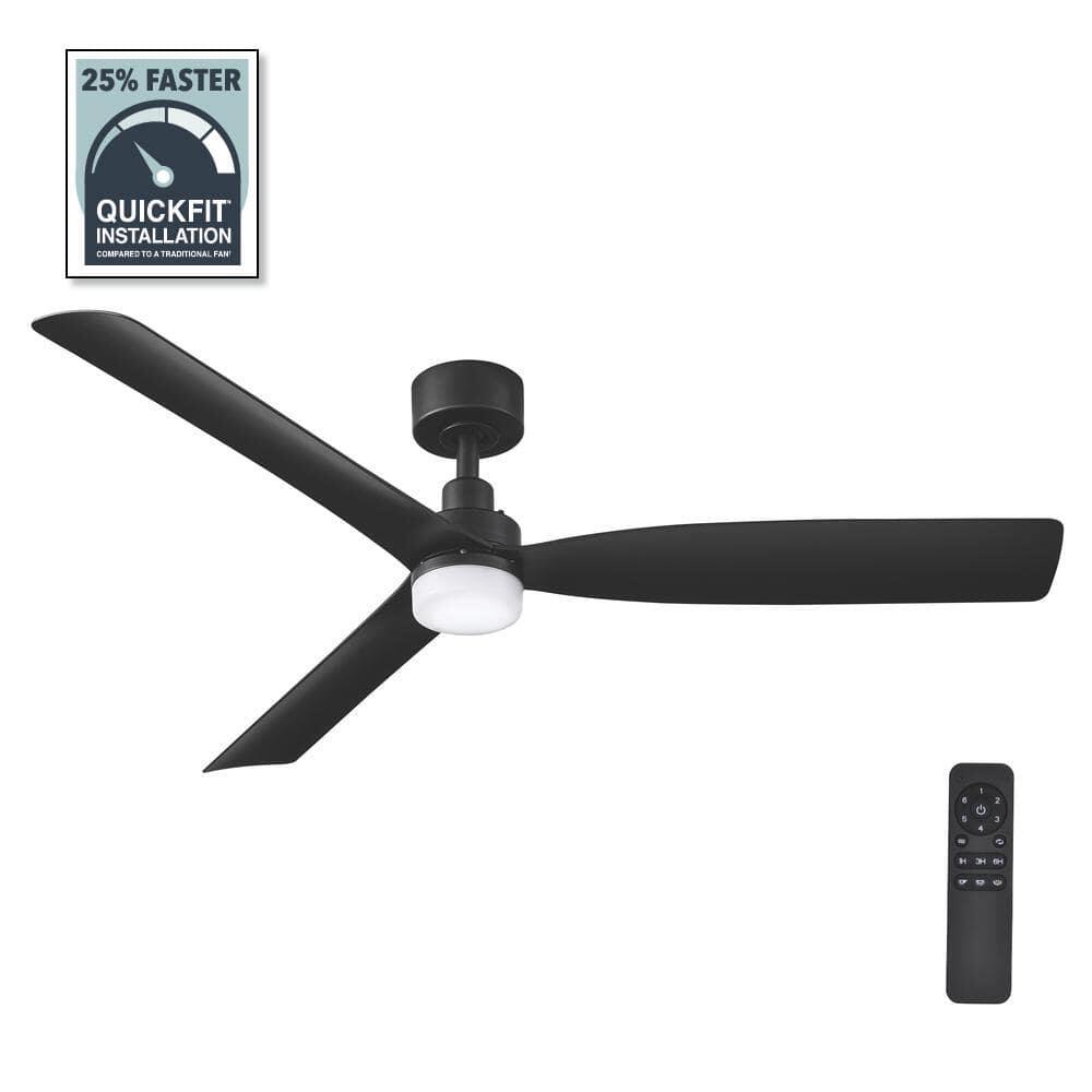 Marlston 52 in. Indoor/Outdoor Matte Black with Black Blades Ceiling Fan with