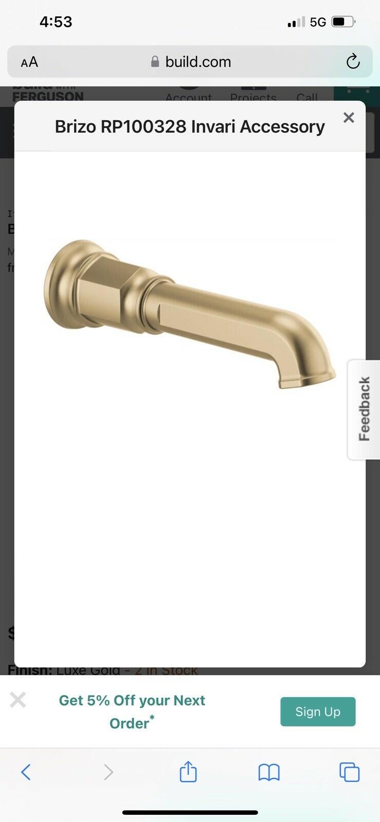 Brizo Invari 9" Tub Spout RP100328GL