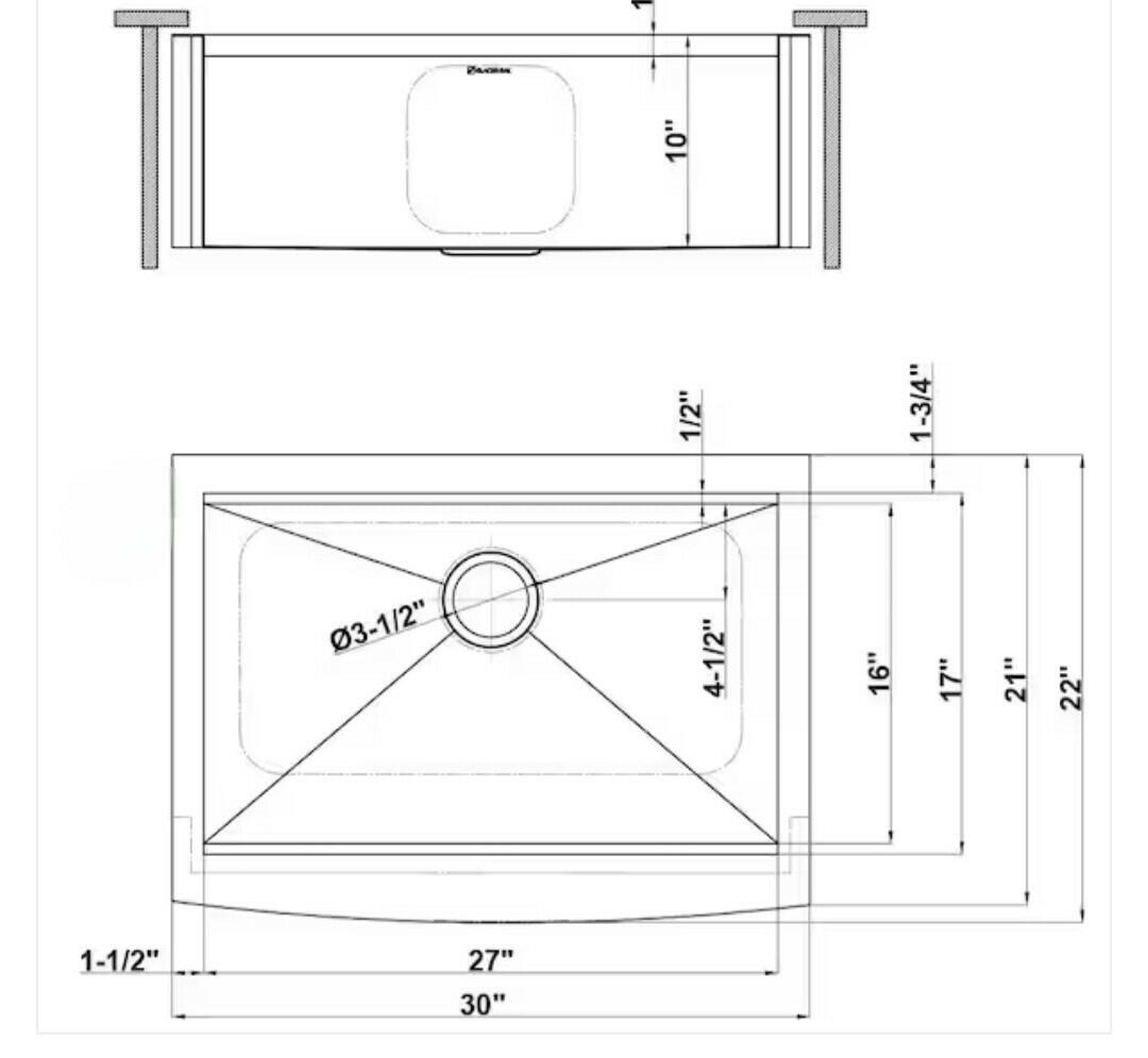 Glacier Bay 4311F 30" Apron-Front Farmhouse Single Bowl Workstation Sink -...