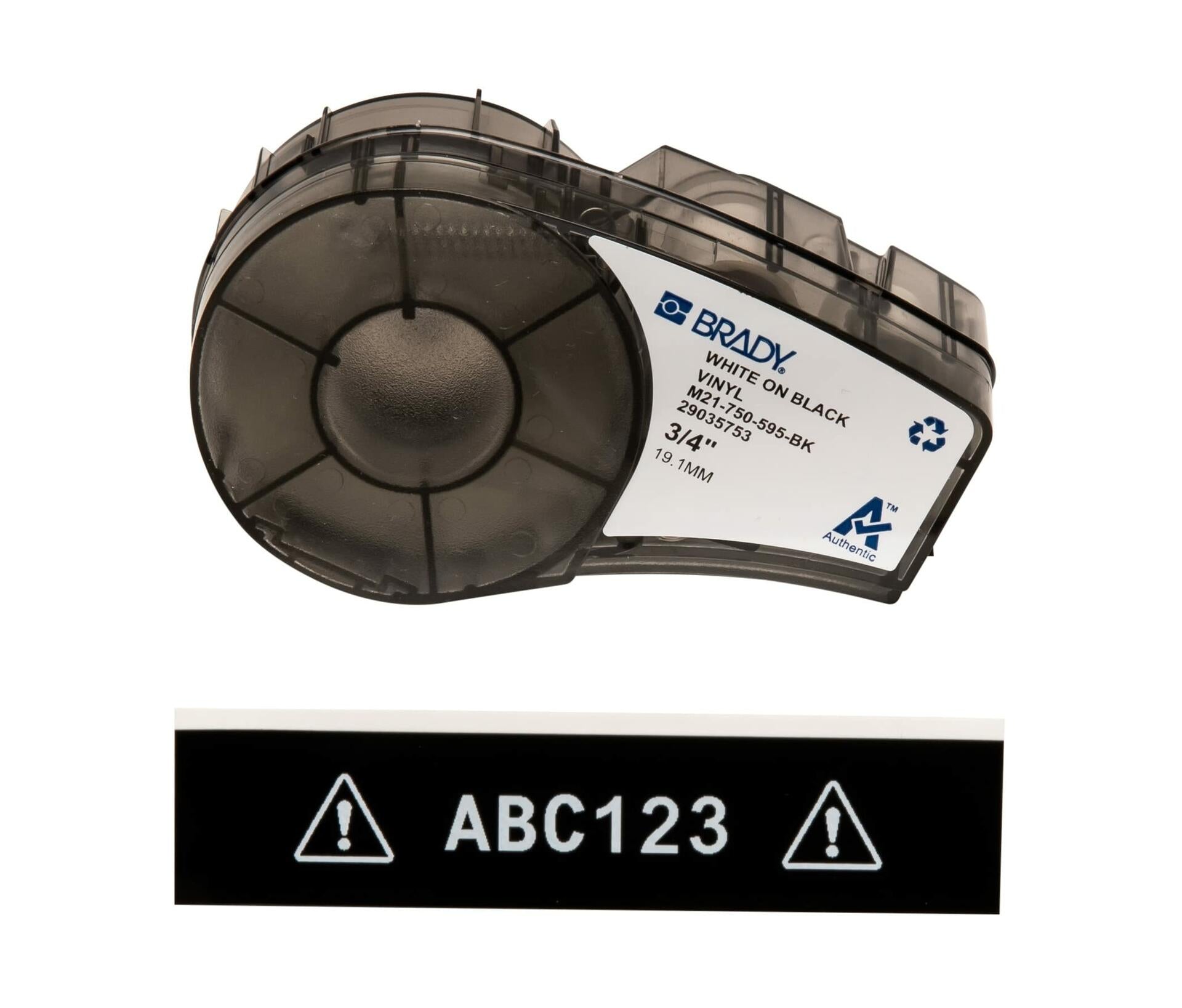 Brady Authentic (M21-750-595-BK) All-Weather Vinyl Label for Indoor/Outdoor ID,