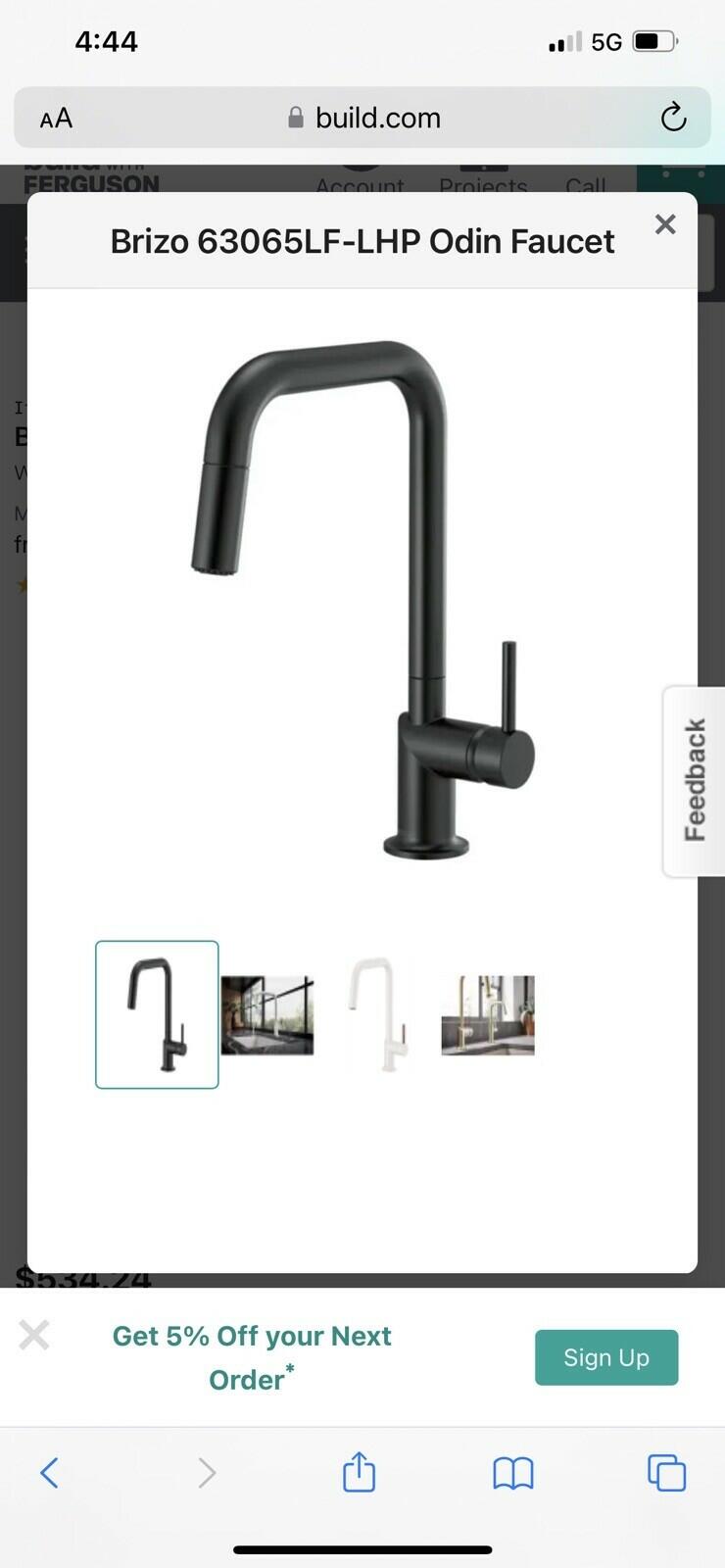 Brizo 63065LF-BLLHP Odin Pull-Down Faucet with Square Spout - Less Handle