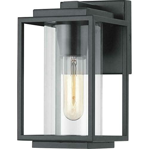 Macstreet 1-Light 9 in. Matte Black Outdoor Wall Lantern