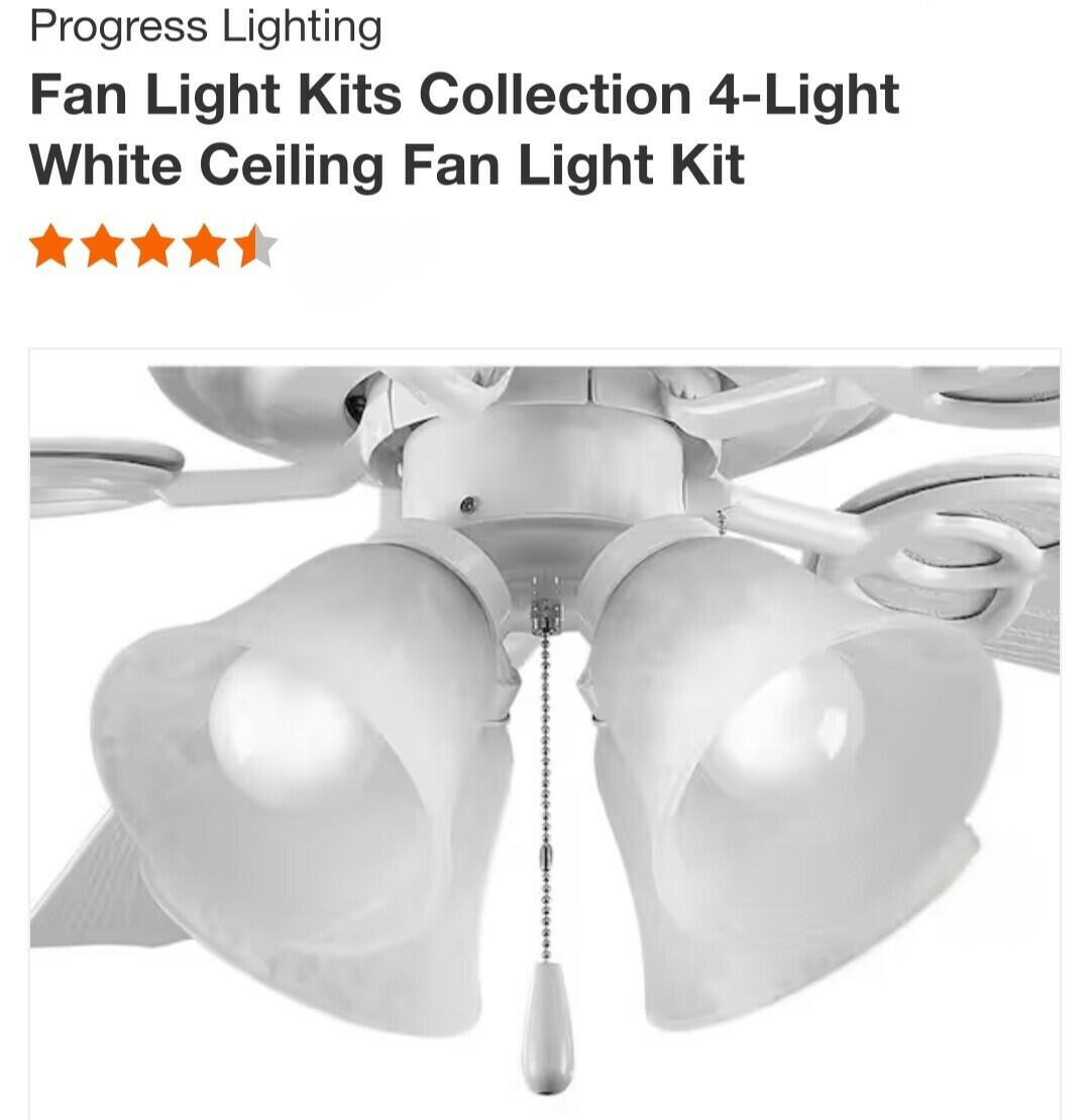 Progress Lighting Fan Light Kits Collection 4-Light White Ceiling Fan Light Kit