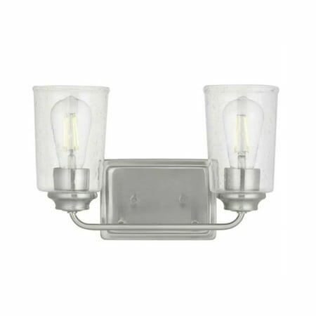 Hampton Bay Evangeline 13.625 Brushed Nickel Vanity Light w/Seeded Glass Shades