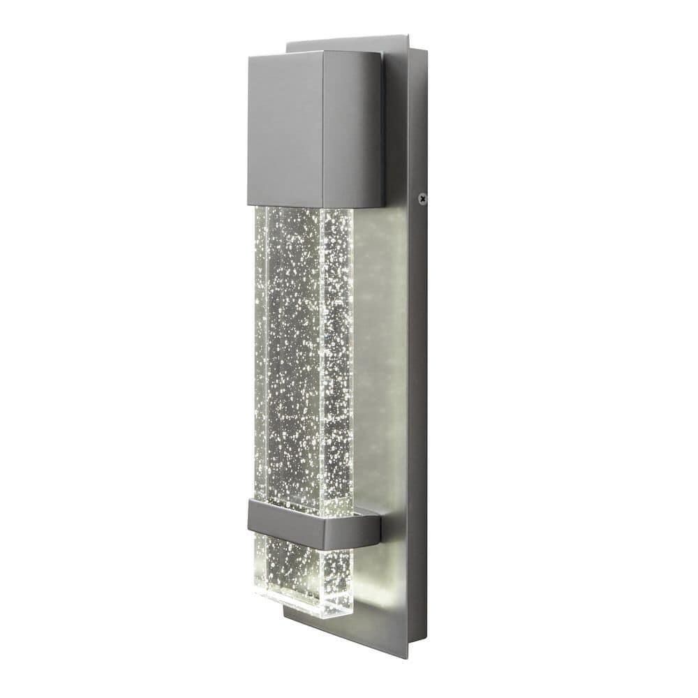 Caroline Modern 1-Light Silver LED Outdoor Wall Lantern Sconce with Silver Strap