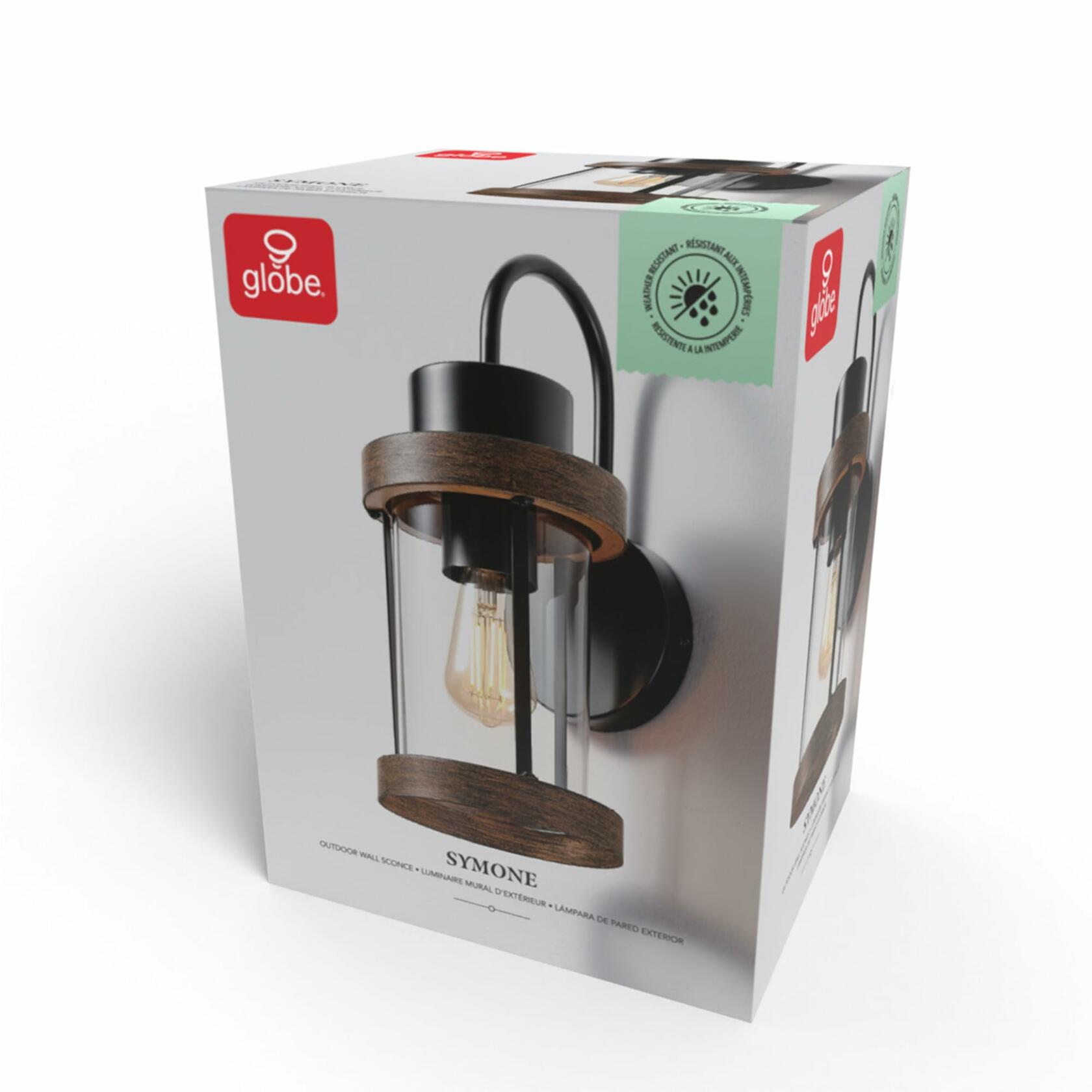 Globe Electric 60000026 1-Light Outdoor Wall Sconce, Matte Black, Shade, Outdoor