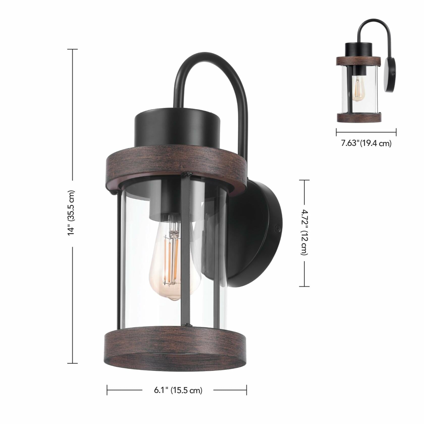 Globe Electric 60000026 1-Light Outdoor Wall Sconce, Matte Black, Shade, Outdoor