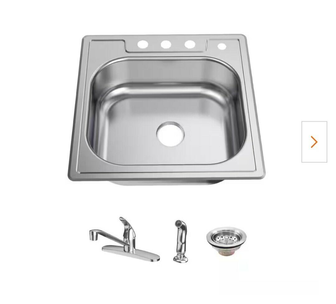 Glacier Bay Top-Mount 25" Single Bowl All-In-One Stainless Kitchen Sink
