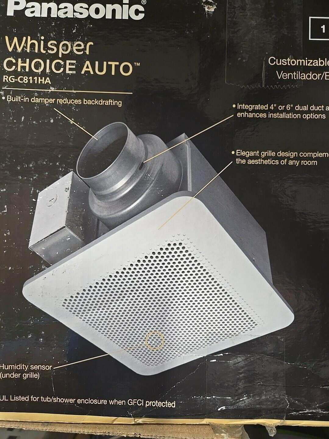 Panasonic RG-C811HA WhisperChoice Auto DC Pick-A-Flow Humidity Sense Fan