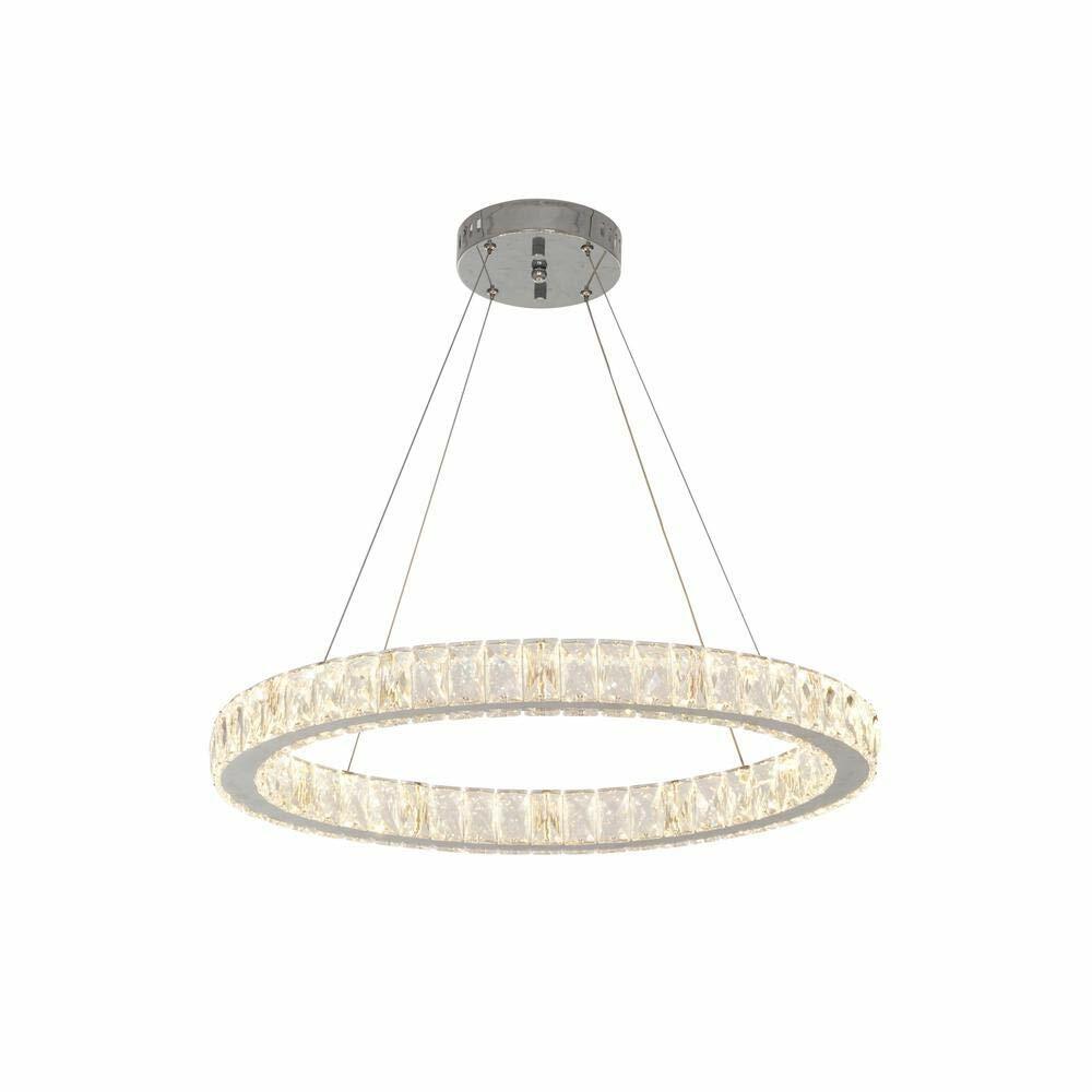 Alsy 26-Watt Chrome Integrated LED Pendant with Clear Crystals