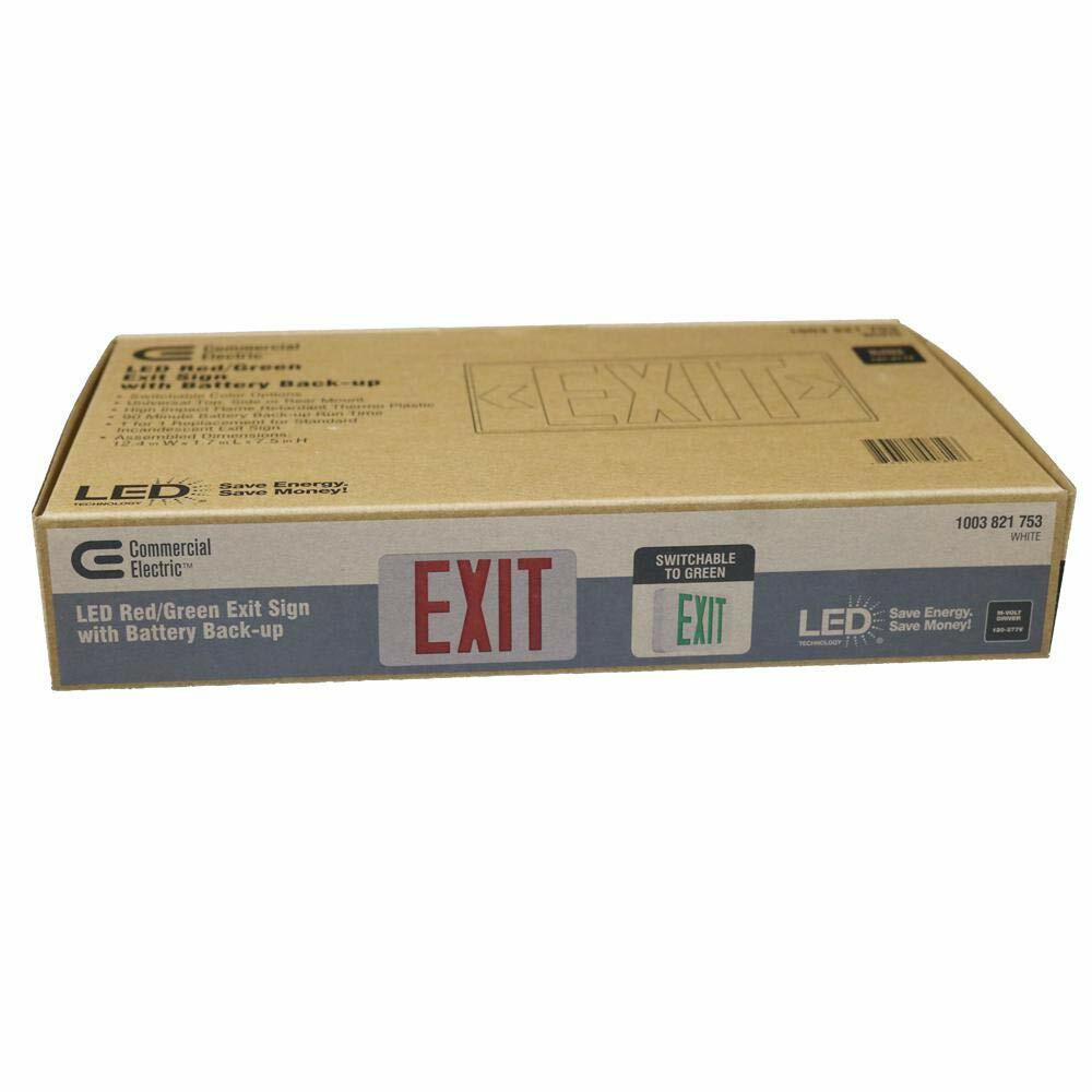 Commercial Electric 120-277-Volt with Ni-Cad 4.8-Volt White Integrated LED Exit