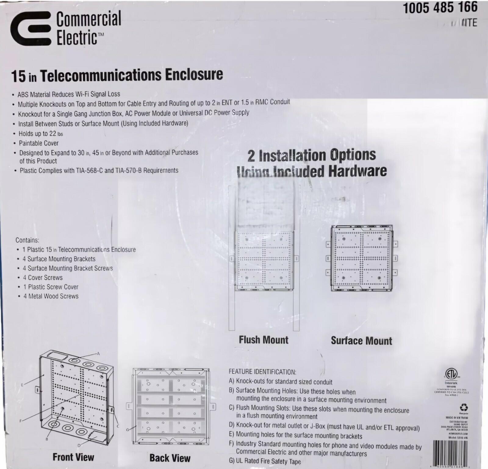 Commercial Electric 15 in. Telecommunication Enclosure New and Sealed