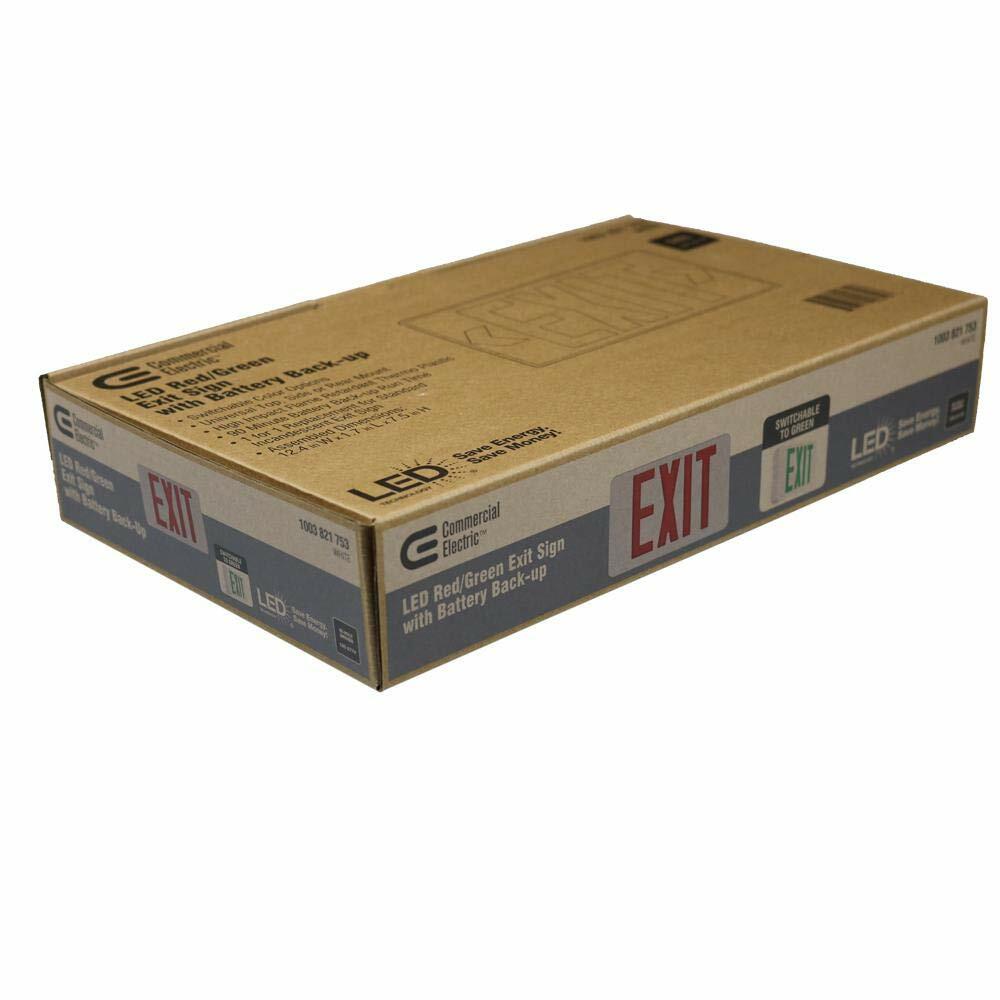 Commercial Electric 120-277-Volt with Ni-Cad 4.8-Volt White Integrated LED Exit