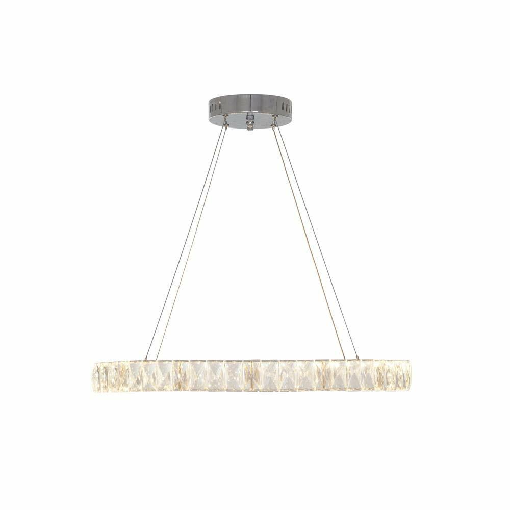 Alsy 26-Watt Chrome Integrated LED Pendant with Clear Crystals