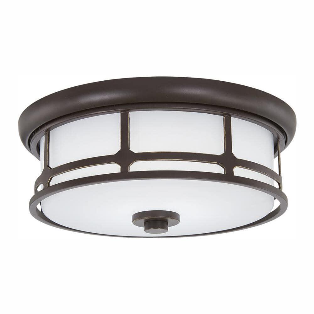 Hampton Bay Portland Court 14 in. 1-Light Oil Rubbed Bronze with Gold Highlights