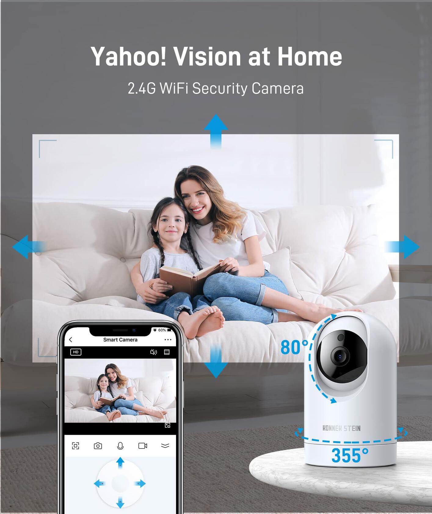 KONNEK STEIN 1080P Security Camera(2.4G Only), Baby Monitor 360-Degree for Home
