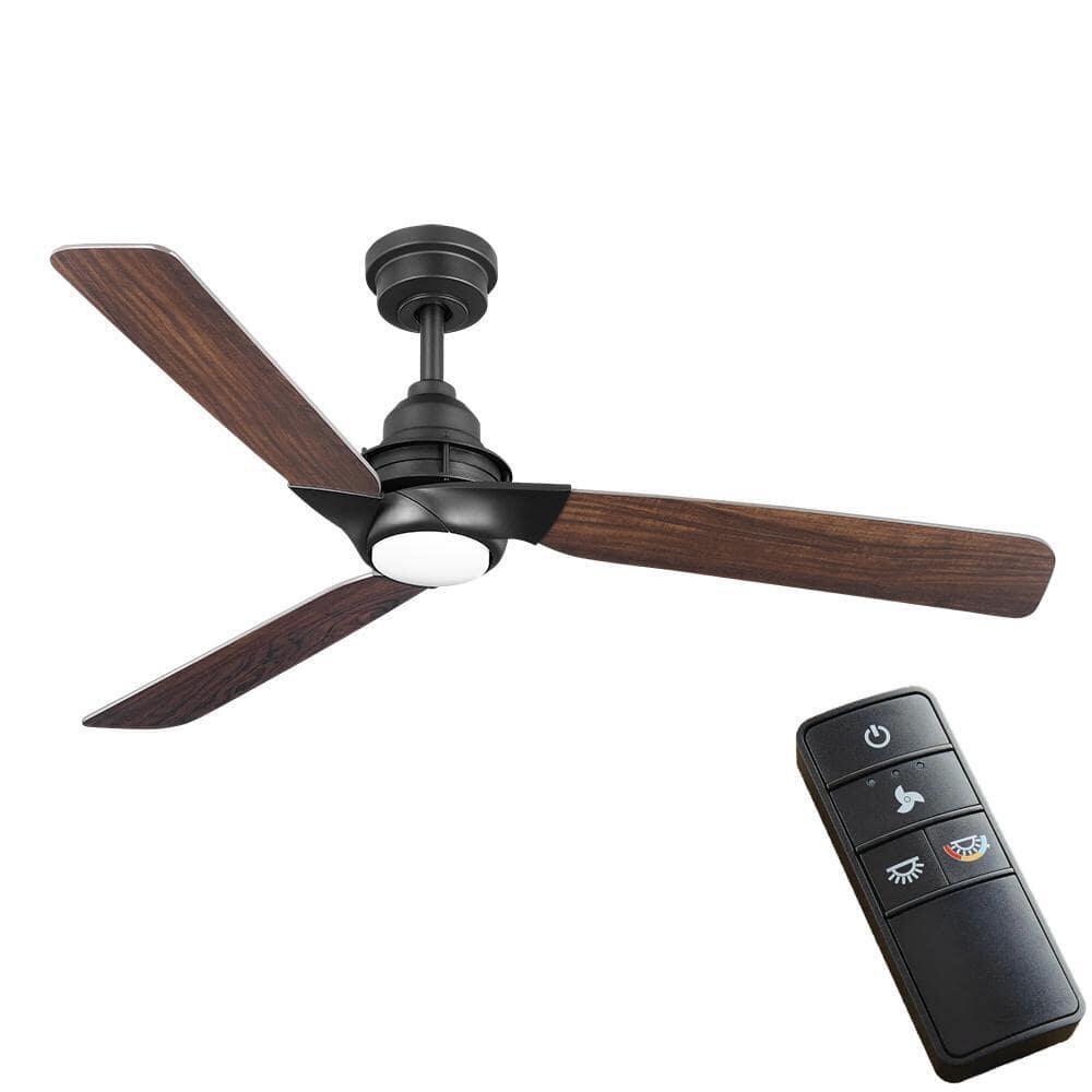 Home Decorators Ester 54 LED Indoor/Outdoor Matte Black Ceiling Fan w/Remote