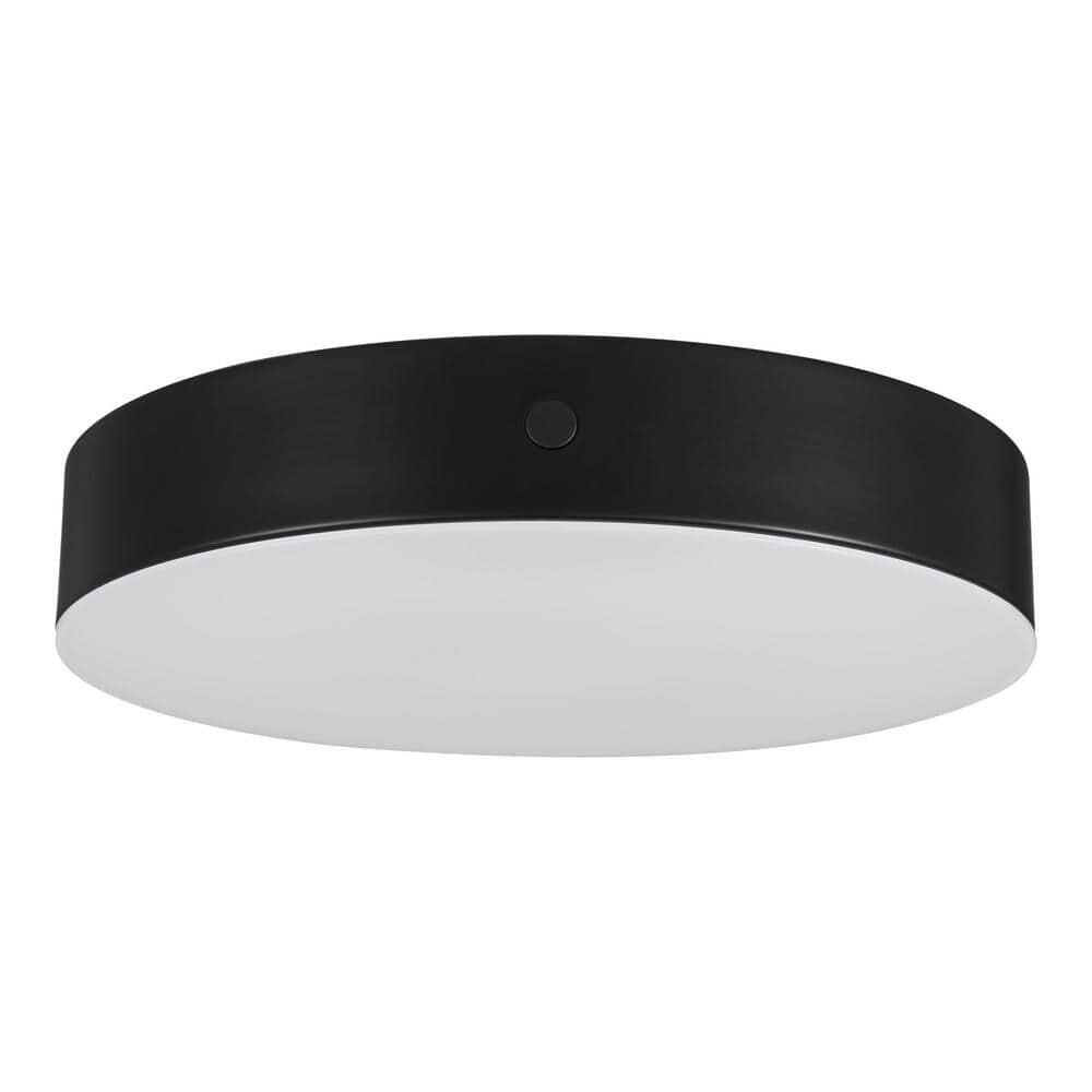 Hampton Bay Luis 11 in. Matte Black Touch Control CCT Selectable LED Flush Mount