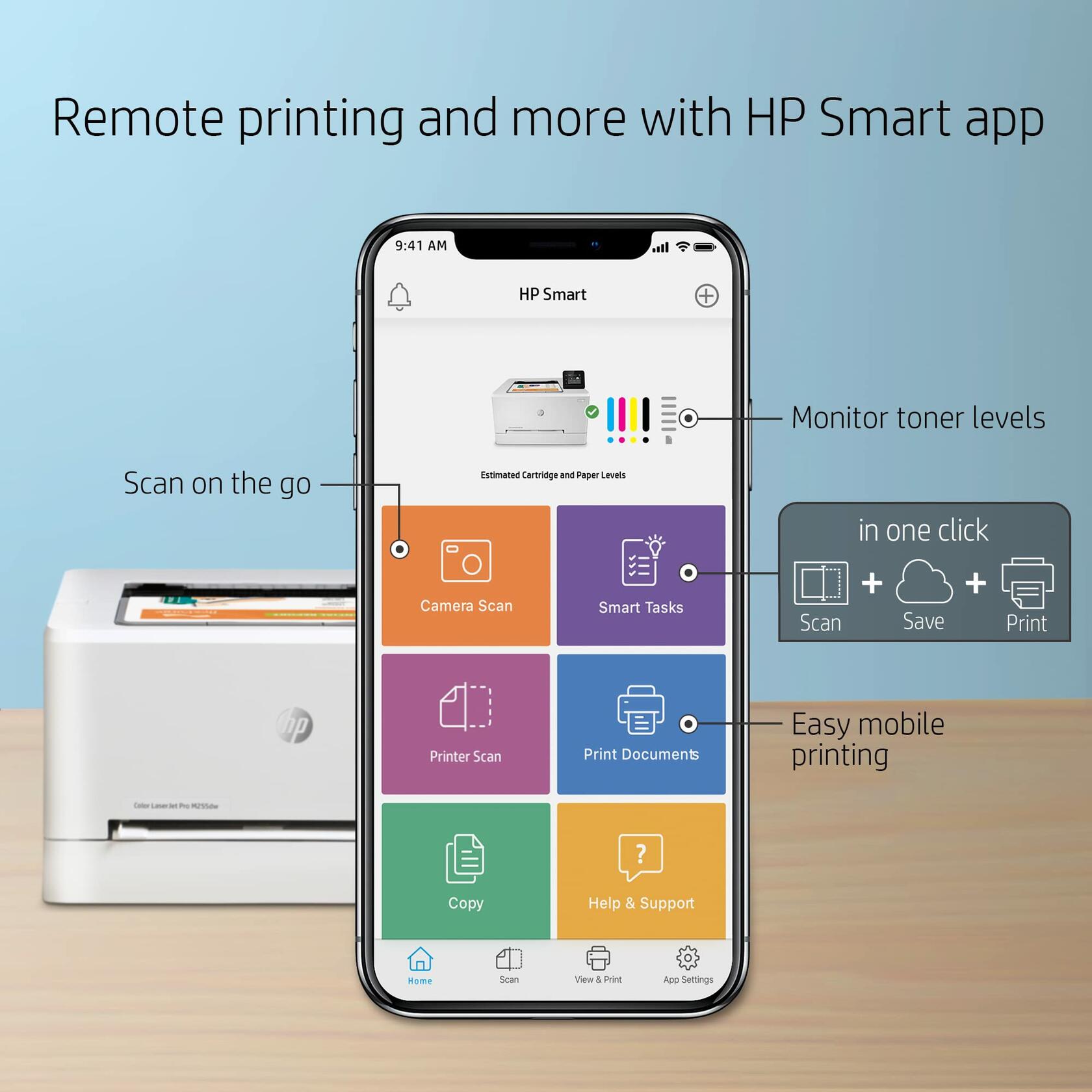 HP Color LaserJet Pro M255dw Wireless Laser Printer, Remote Mobile Print, Duplex Printing, Works with Alexa (7KW64A), White