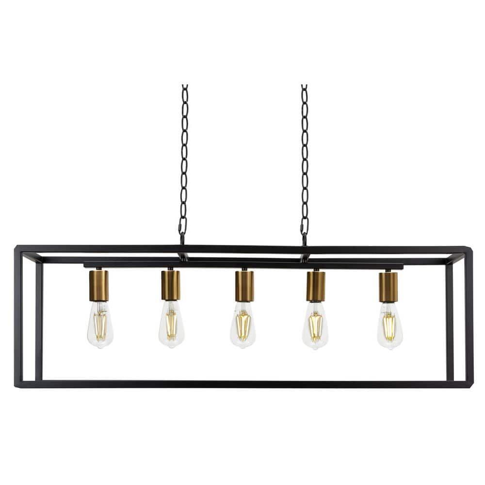 BELLADONNA Palermo 5-Light Black and Brass Island Chandelier