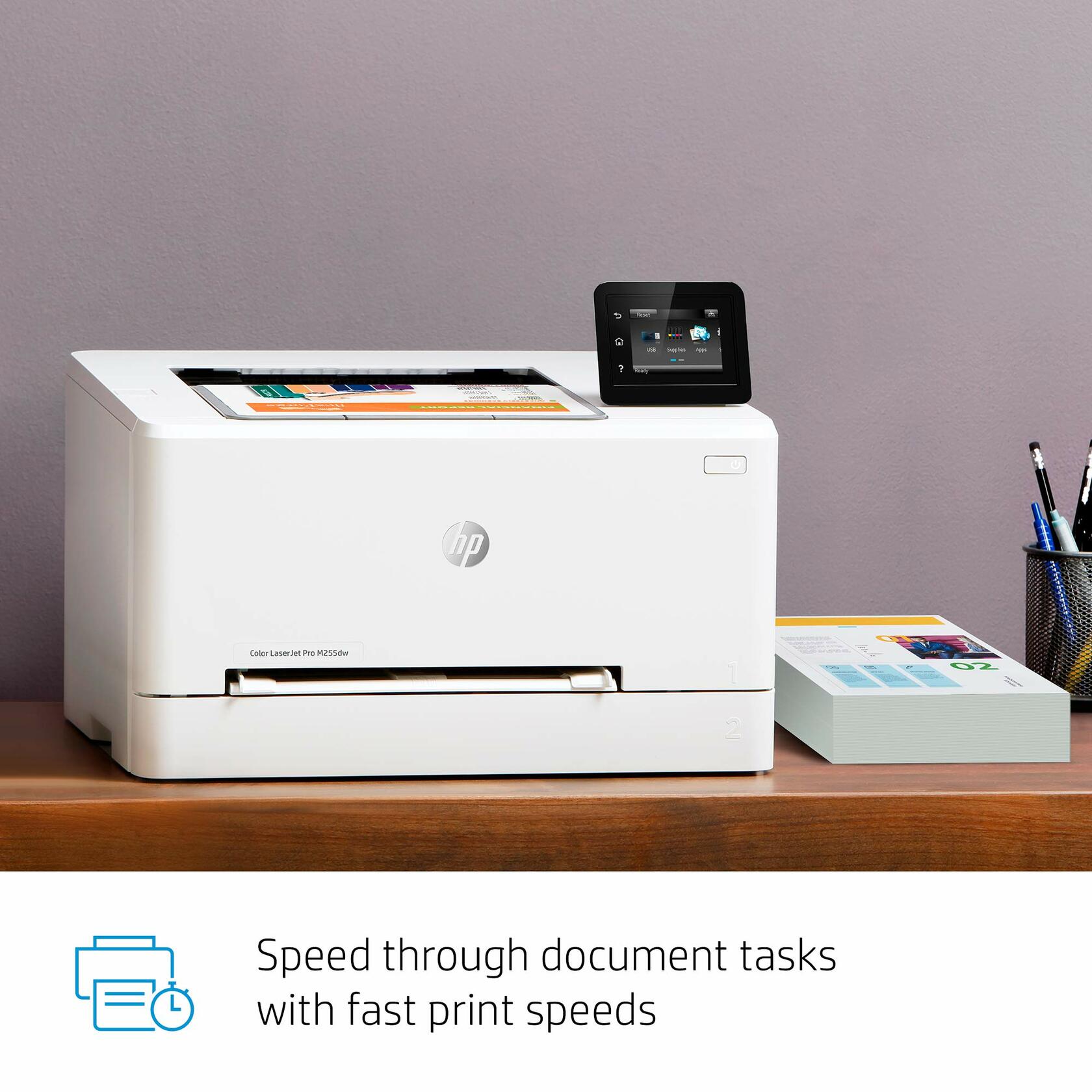 HP Color LaserJet Pro M255dw Wireless Laser Printer, Remote Mobile Print, Duplex Printing, Works with Alexa (7KW64A), White